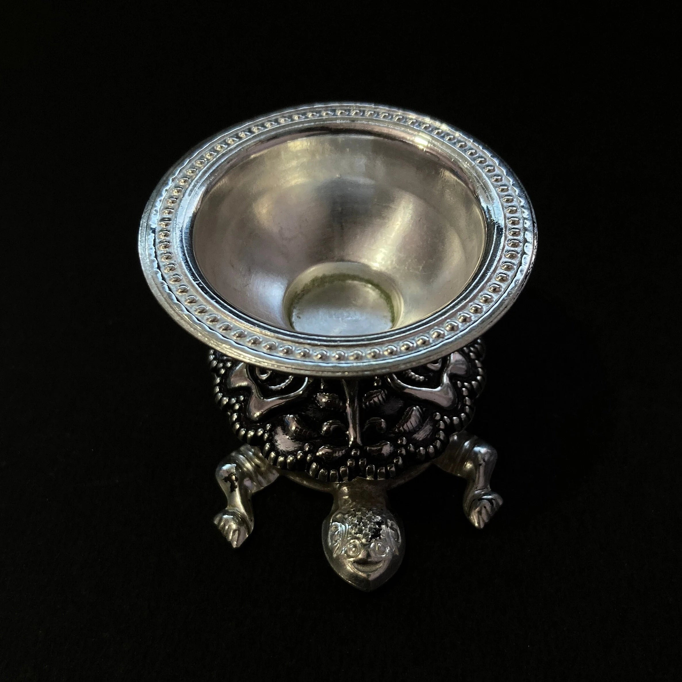 925 Sterling Silver Tortoise Diya / Designer Diya / Tortoise Diya