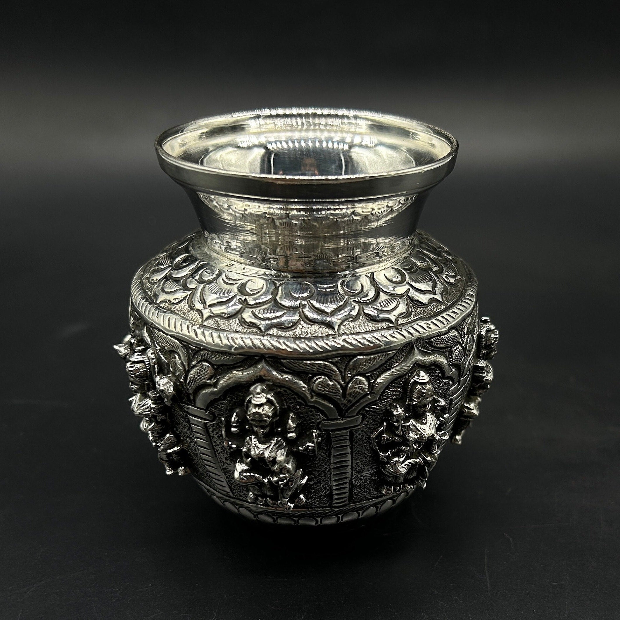 925 Sterling Silver Laxmi Kalash / Silver Astha Mangal Kalash