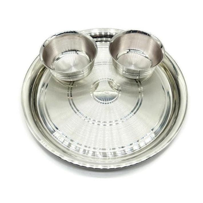 999 Solid Silver Baby dinner Set, Silver Thali & Bowl, Silver Thali and Bowl, Silver Set Of Plate and Bowl, Wedding Gift.