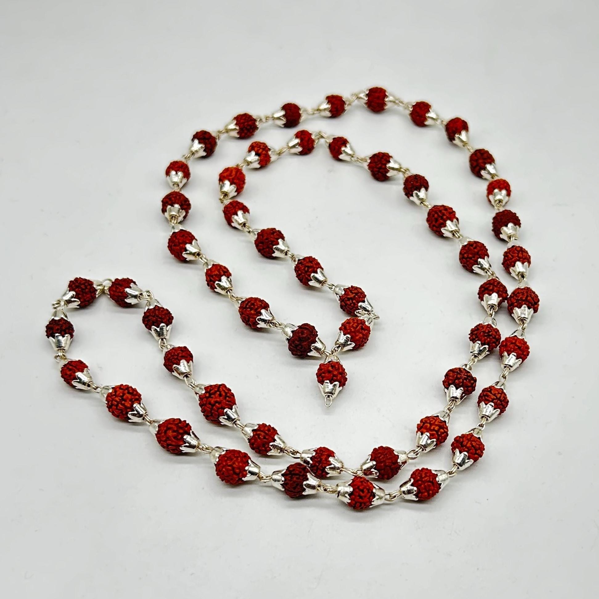 Pure Silver Rudraksha Mala / Holy Rudraksha Mala