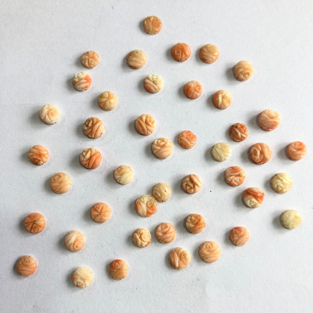 6mm-7mm Beautiful Natural Coral Carving !!!! Natural Round Coral Flower Carving Loose Gemstone