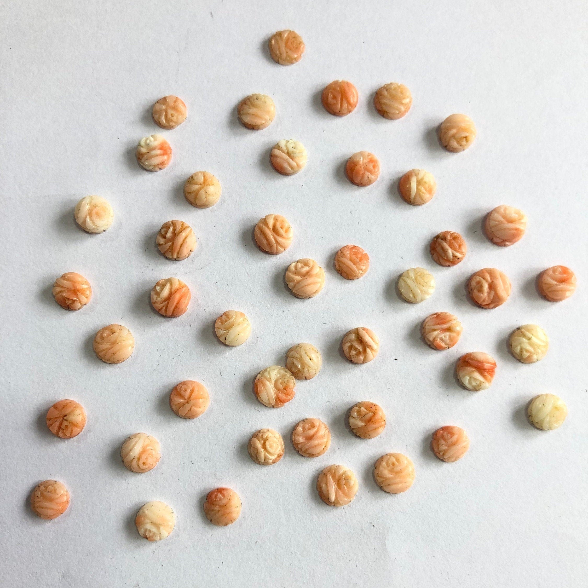 6mm-7mm Beautiful Natural Coral Carving !!!! Natural Round Coral Flower Carving Loose Gemstone