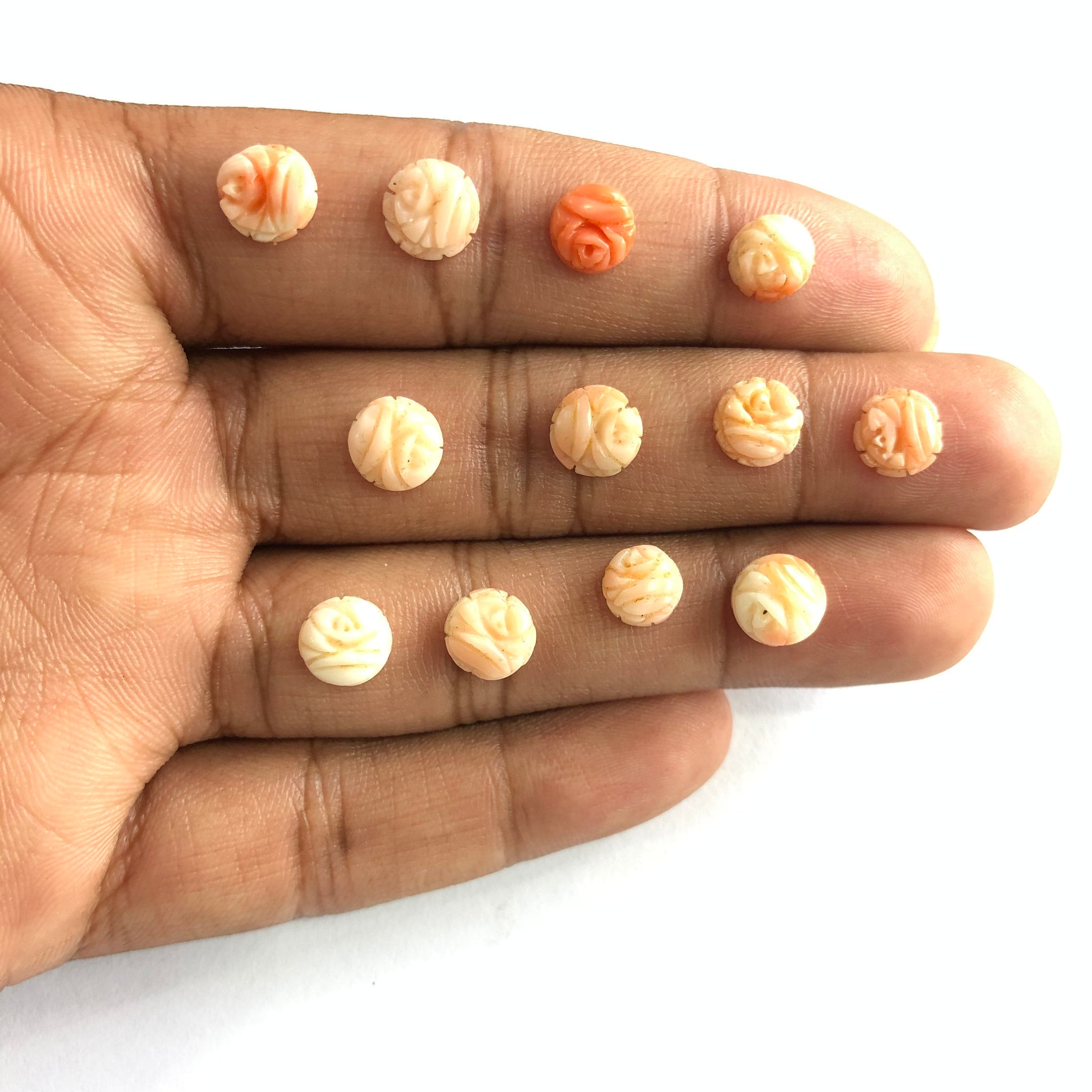 7mm-8mm Coral Carving/ Beautiful Coral / Natural Coral Carving/ Natural Coral / Round Coral / Carving Loose Gemstone