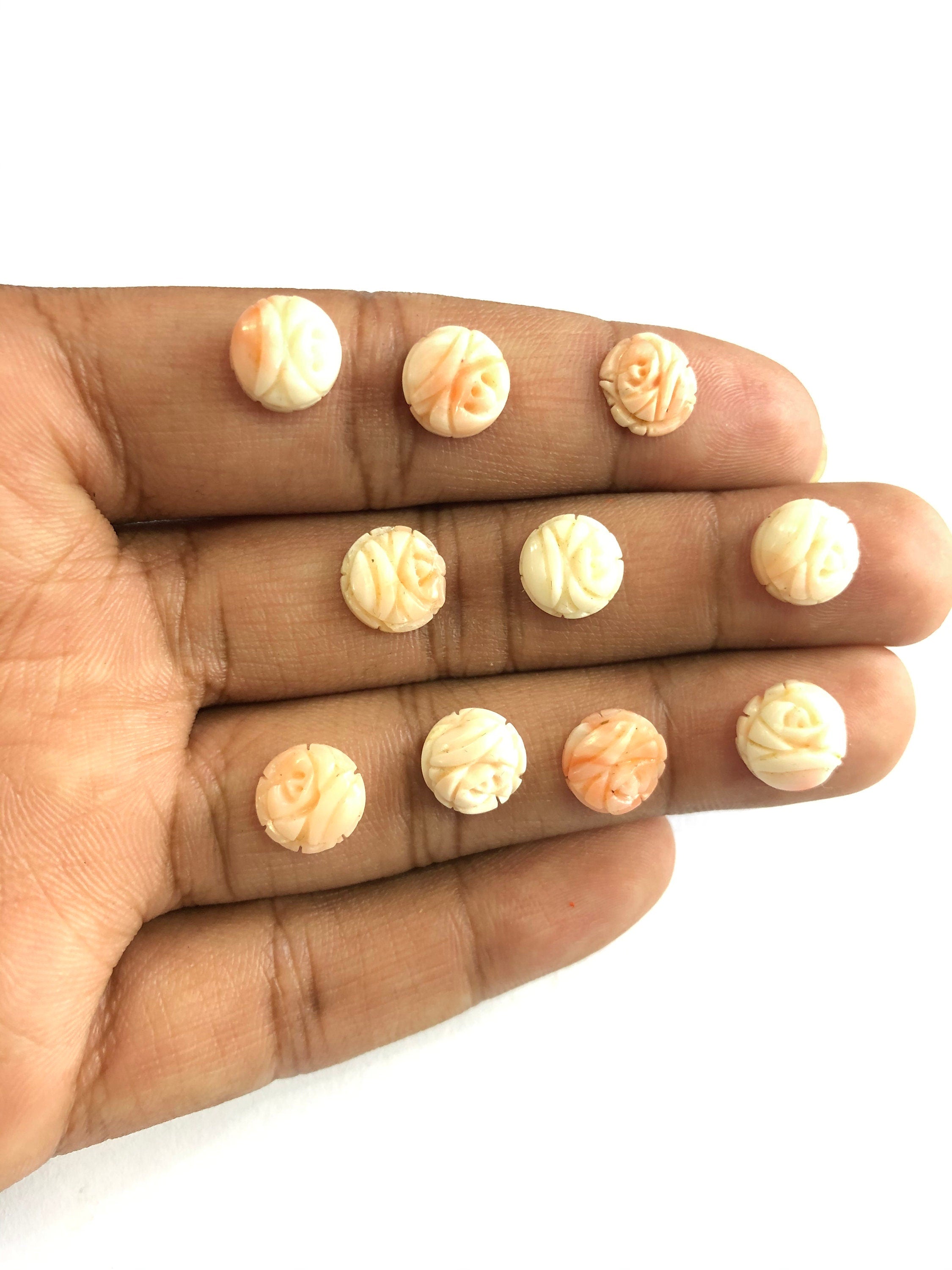 9mm-10mm Coral Carving/ Beautiful Coral / Natural Coral Carving/ Natural Coral / Round Coral / Carving Loose Gemstone