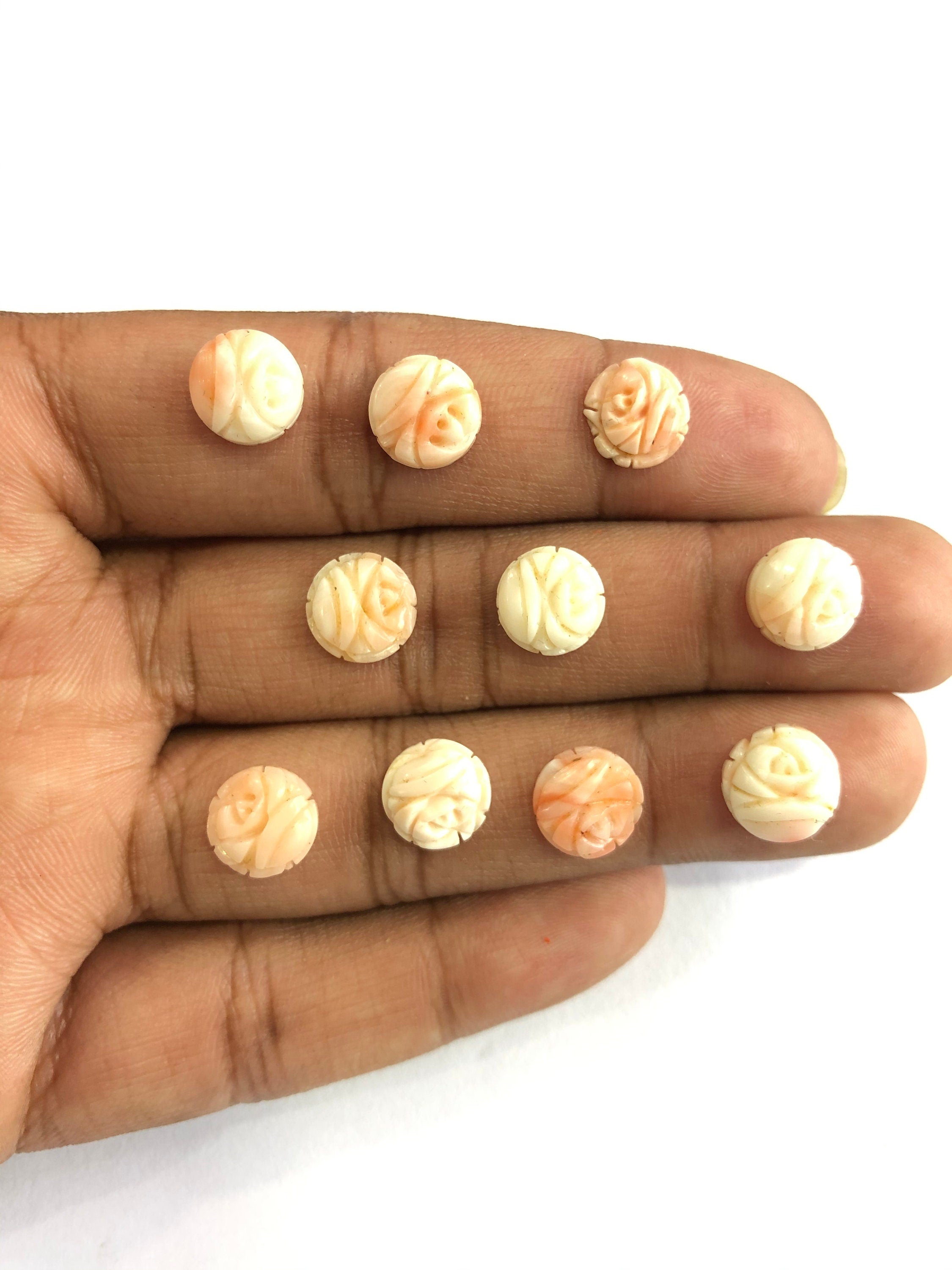 9mm-10mm Coral Carving/ Beautiful Coral / Natural Coral Carving/ Natural Coral / Round Coral / Carving Loose Gemstone