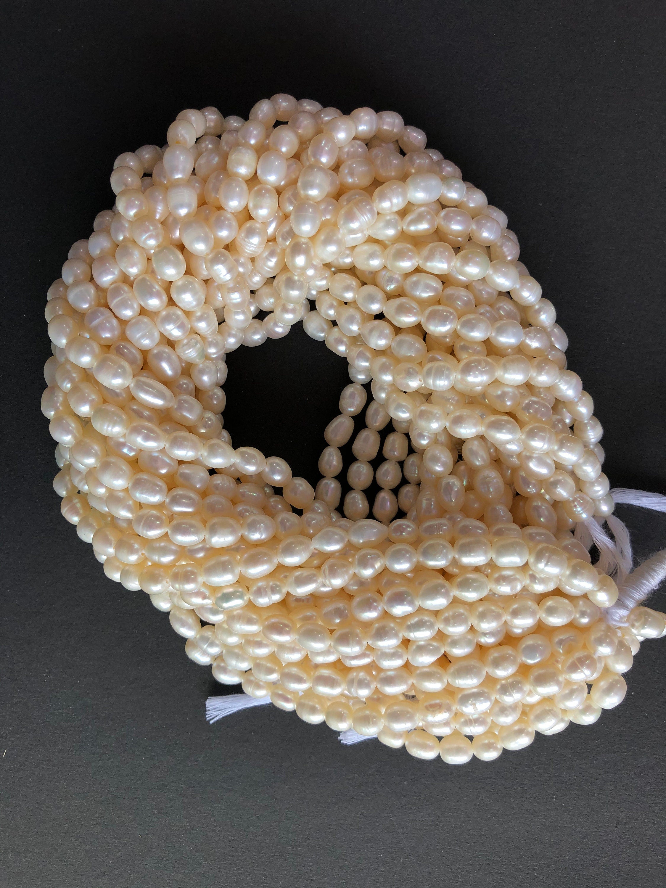 15" White Freshwater Pearl Beads, Natural Gemstone Beads, 6-7 mm beads, Pearls