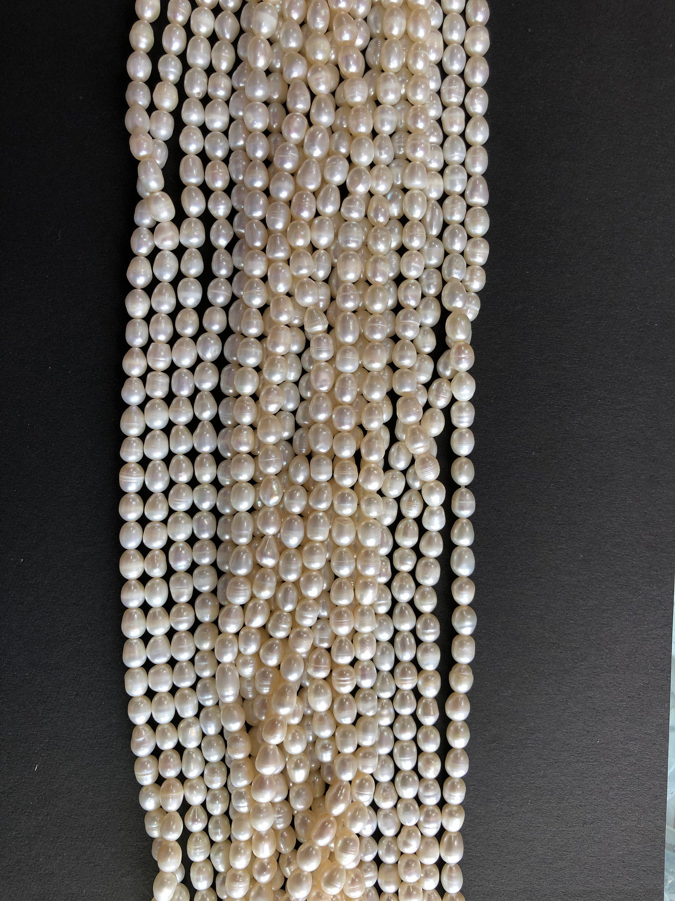 15" White Freshwater Pearl Beads, Natural Gemstone Beads, 6-7 mm beads, Pearls