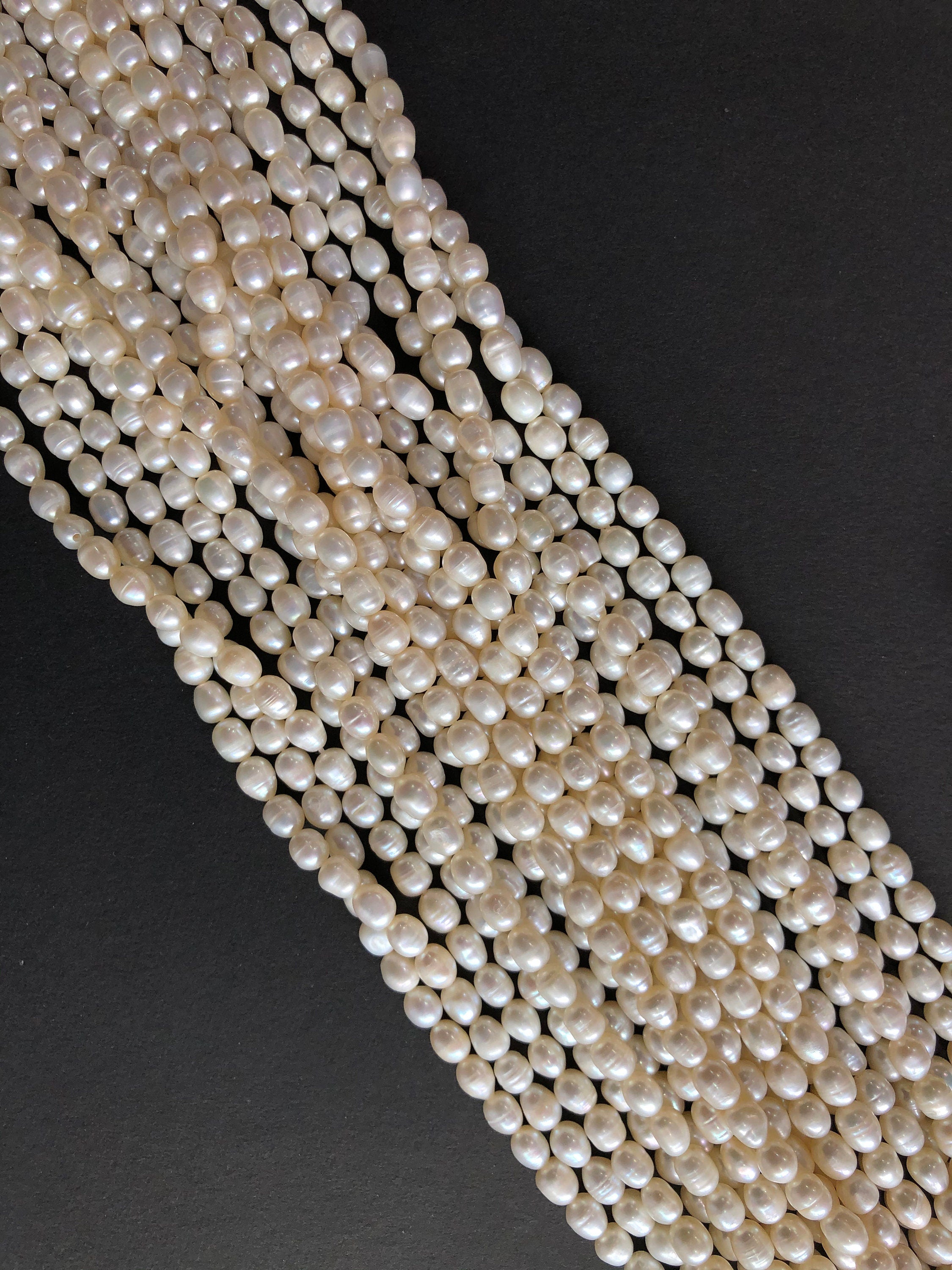 15" White Freshwater Pearl Beads, Natural Gemstone Beads, 6-7 mm beads, Pearls