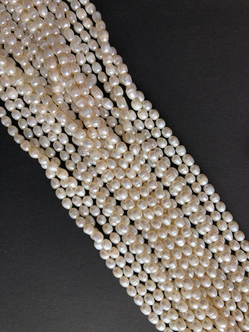 15" White Freshwater Pearl Beads, Natural Gemstone Beads, 6-7 mm beads, Pearls