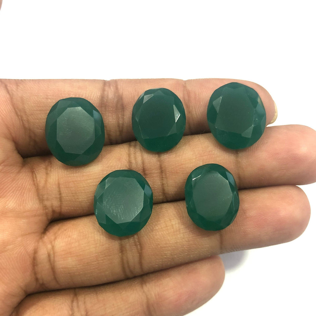 Faceted green onyx gemstone