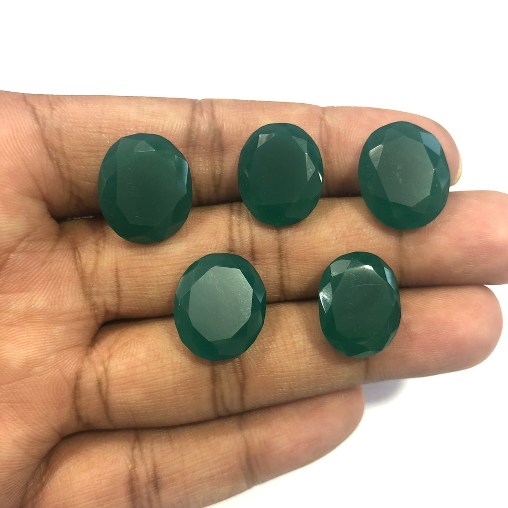 Faceted green onyx gemstone