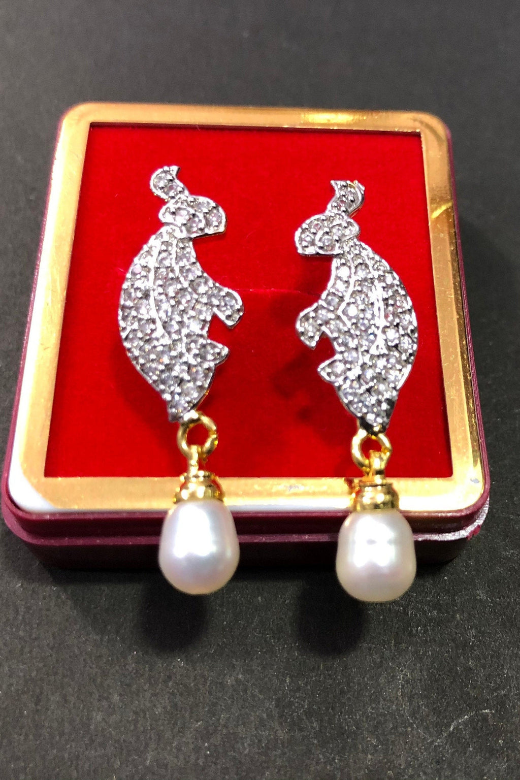 Designer Pendant Set With Earrings/Rabbit Pendant Set/ Pearl Pendant /American Diamond Jewelry/Cubic Zircon Jewelry/Indian Jewelry/ Pendant