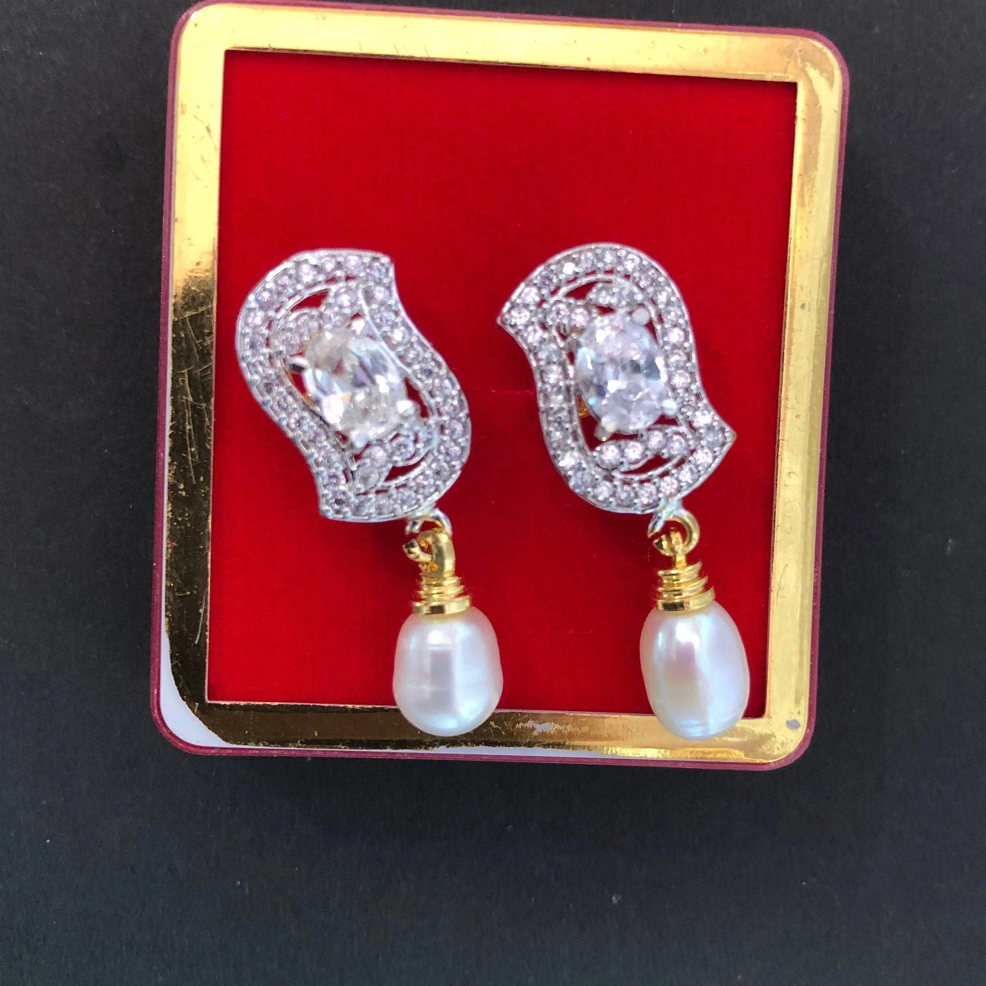Designer Pendant Set With Earrings/ Pearl Pendant /American Diamond Jewelry/Cubic Zircon Jewelry/Indian Jewelry/ Pendant