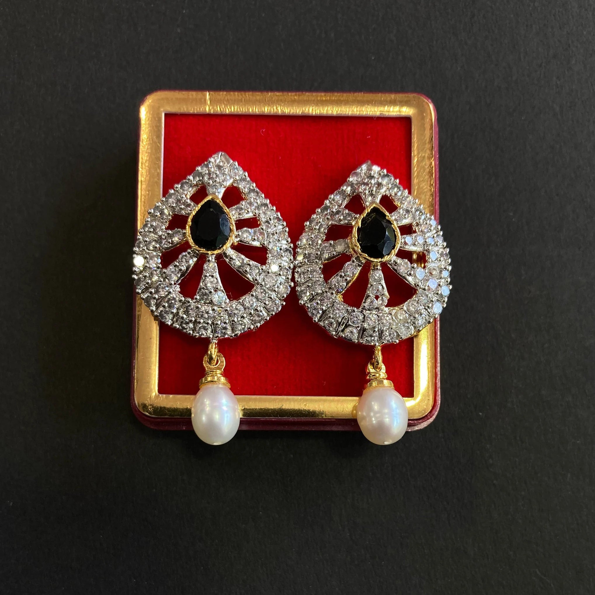 Designer Pendant Set With Earring/Rare Pendant Set/ Pearl Pendant /American Diamond Jewelry/Cubic Zircon Jewelry/Indian Jewelry/ Pendant