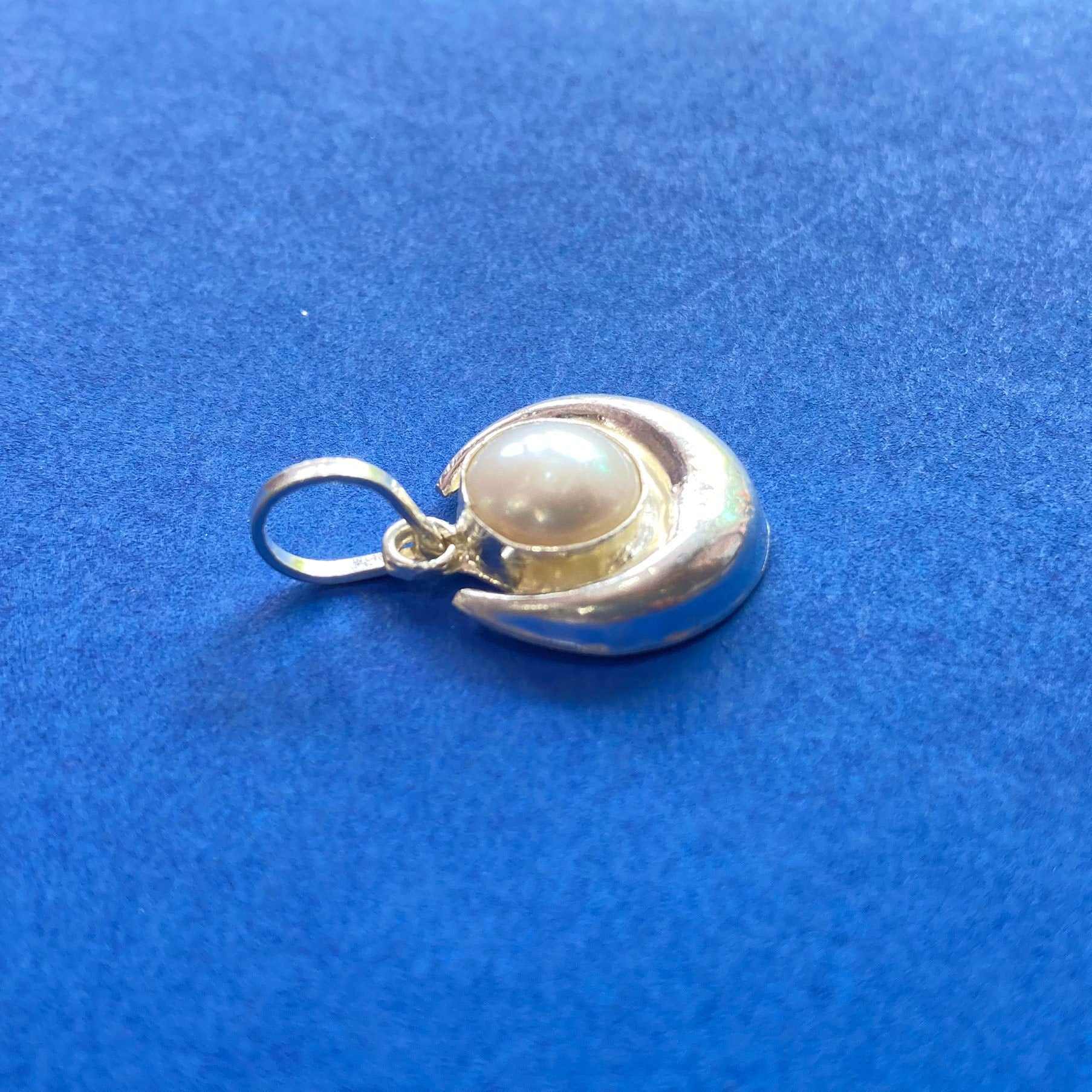925 Sterling Silver Moon Pearl Pendant For Small Childs, Chand Moti Locket, Evil Eye Protector Locket