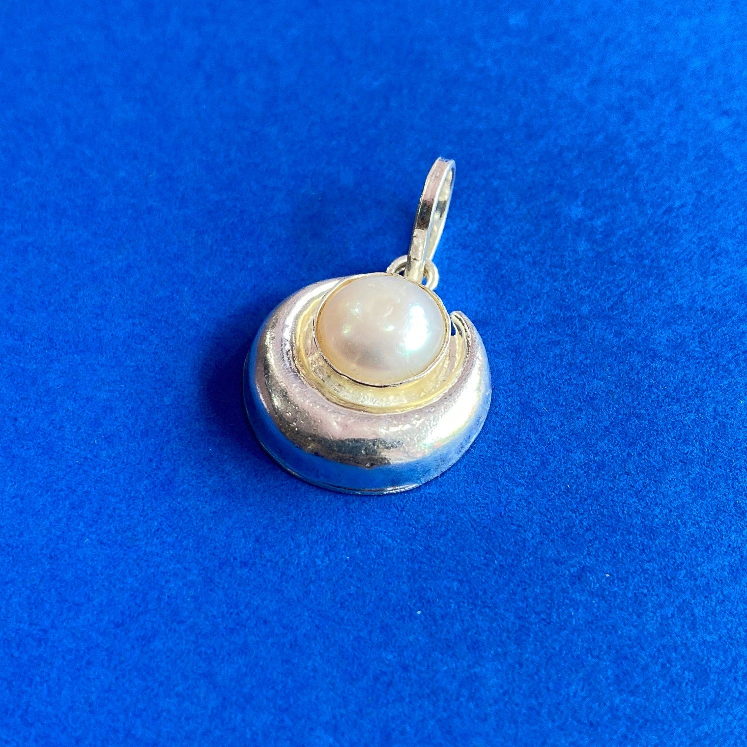 925 Sterling Silver Moon Pearl Pendant For Small Childs, Chand Moti Locket, Evil Eye Protector Locket