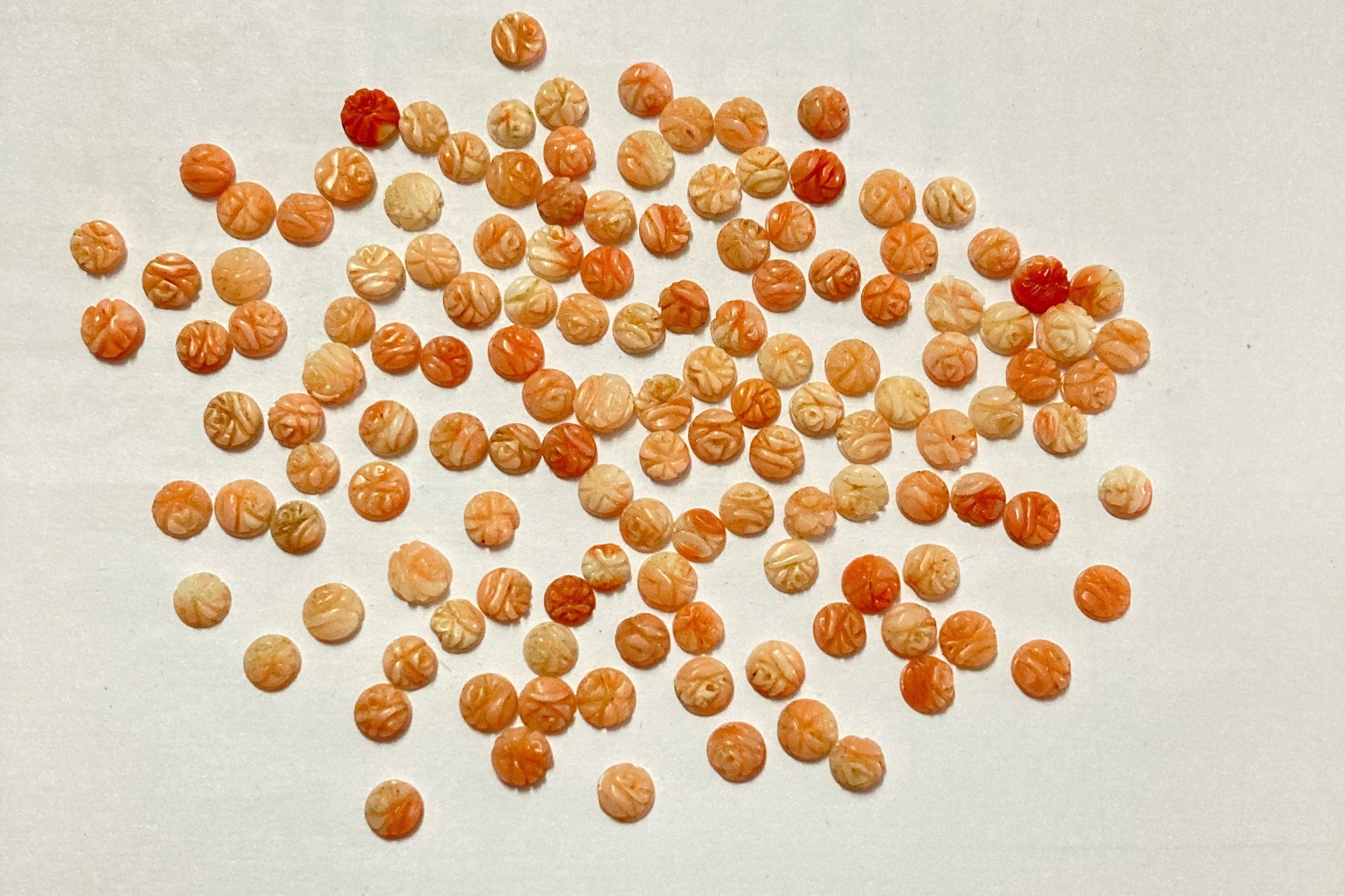 5mm-6mm Beautiful Natural Coral Carving !!!! Natural Round Coral Flower Carving Loose Gemstone