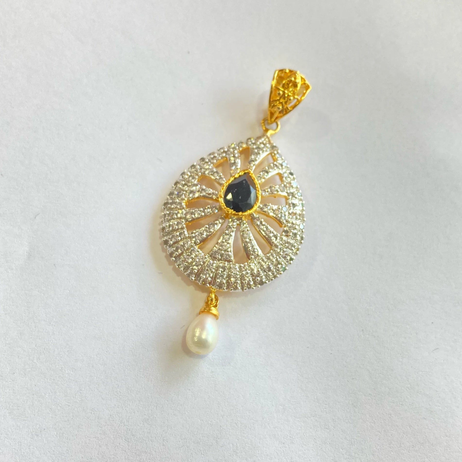 Designer Pendant Set With Earring/Rare Pendant Set/ Pearl Pendant /American Diamond Jewelry/Cubic Zircon Jewelry/Indian Jewelry/ Pendant