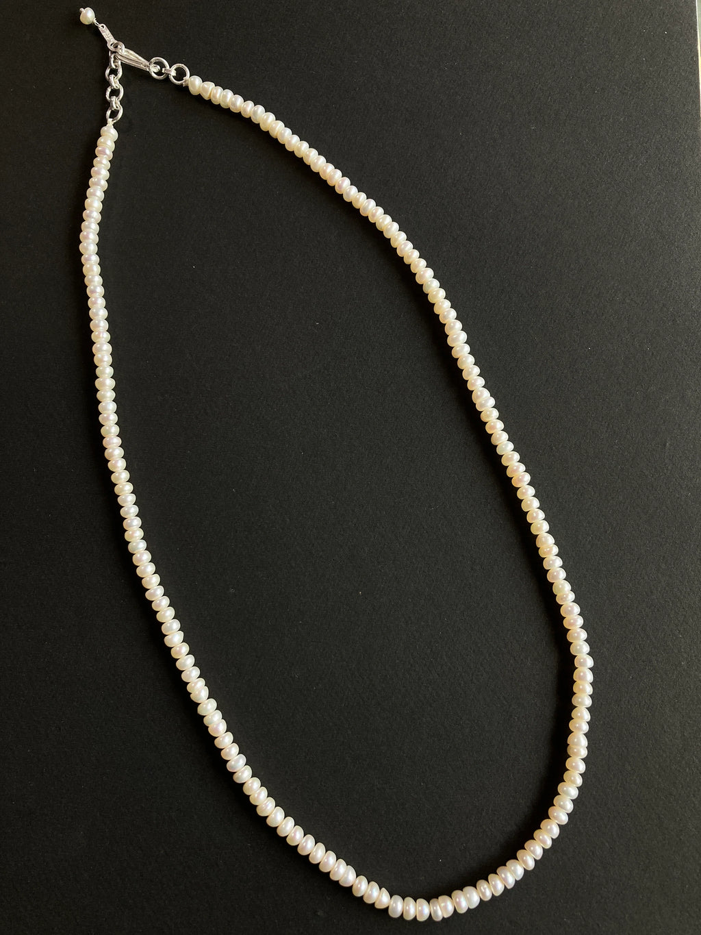 Sterling Silver Pearl Necklace / Pearl Necklace / Beads Necklace / Adjustable Pearl Necklace / Necklace