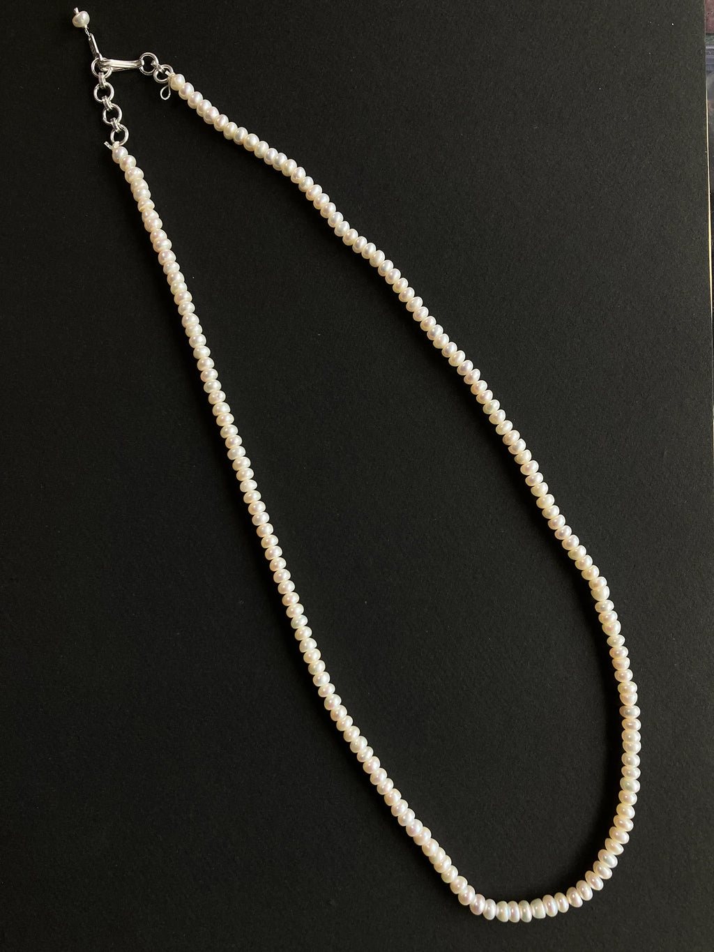 Sterling Silver Pearl Necklace / Pearl Necklace / Beads Necklace / Adjustable Pearl Necklace / Necklace