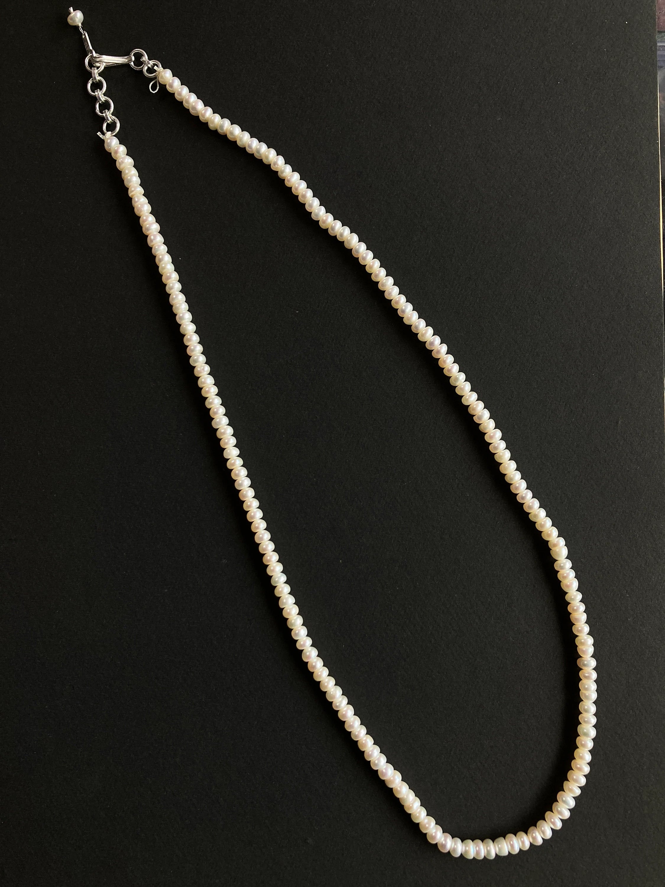 Sterling Silver Pearl Necklace / Pearl Necklace / Beads Necklace / Adjustable Pearl Necklace / Necklace