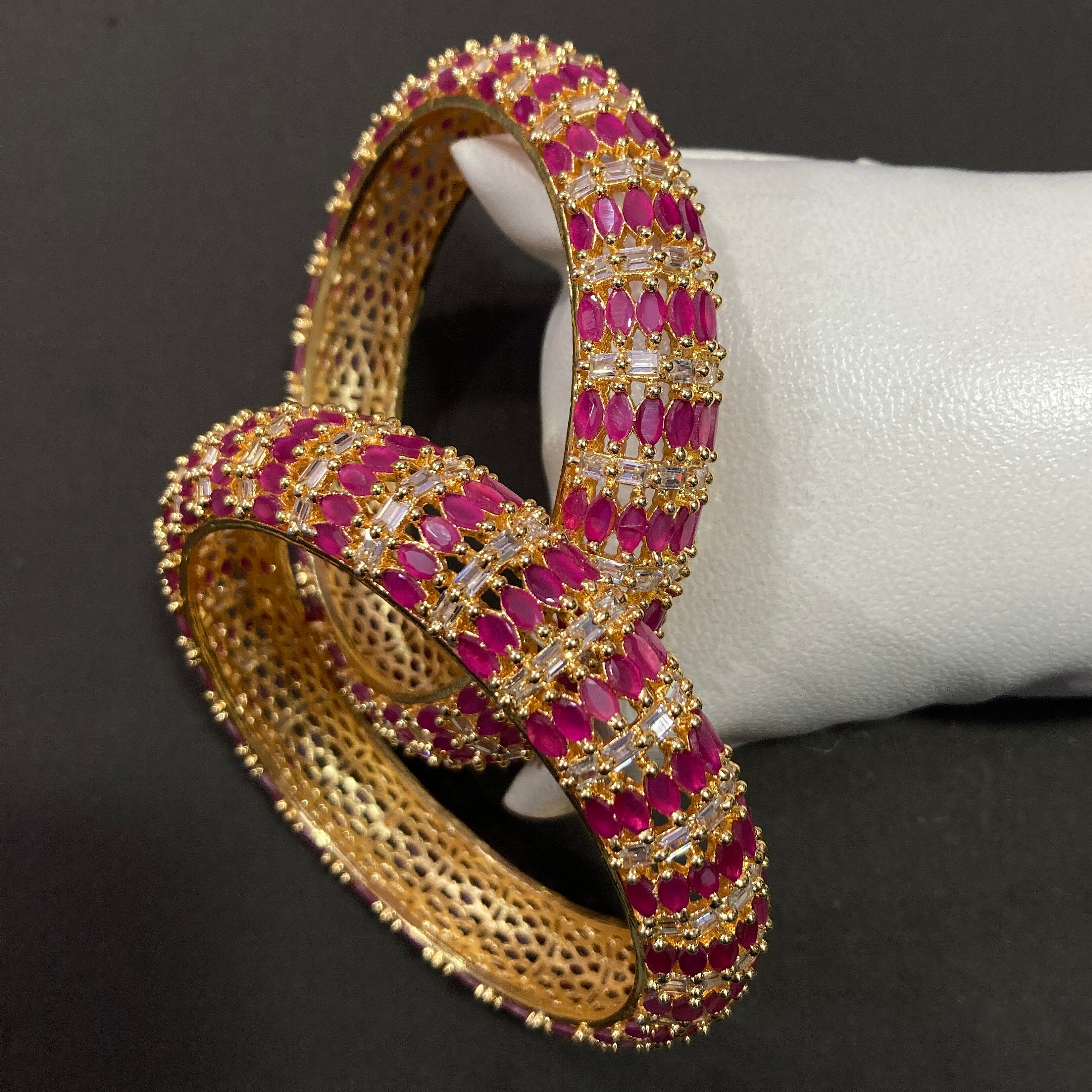 CZ Bangles/Indian Bangles /Delicate Bangles/Diamond Bangles/Cubic Zirconia Bracelets/Indian wedding jewelry/ Cz Kada Bnagle