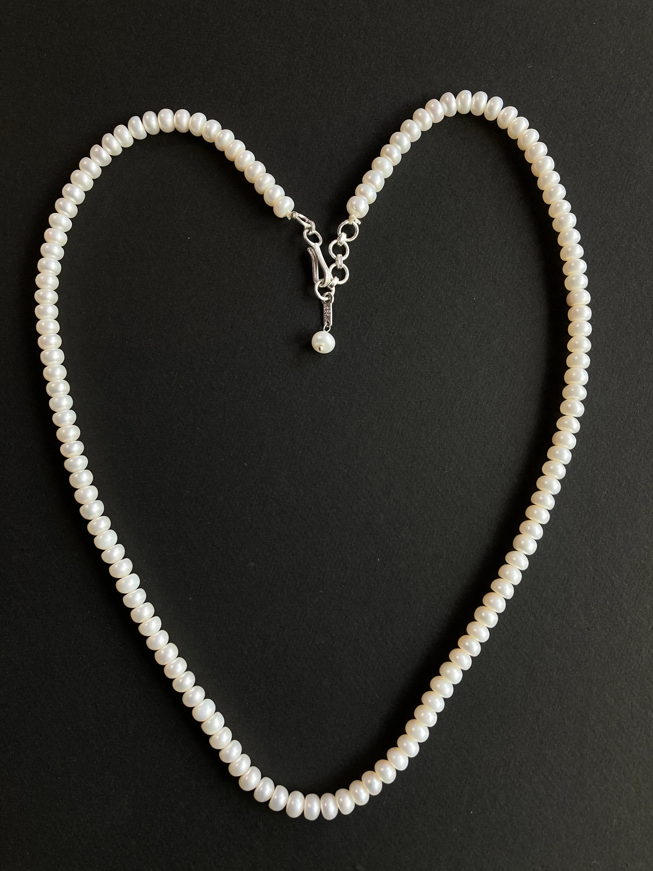 Sterling Silver Pearl Necklace / Pearl Necklace / Beads Necklace / Adjustable Pearl Necklace / Necklace