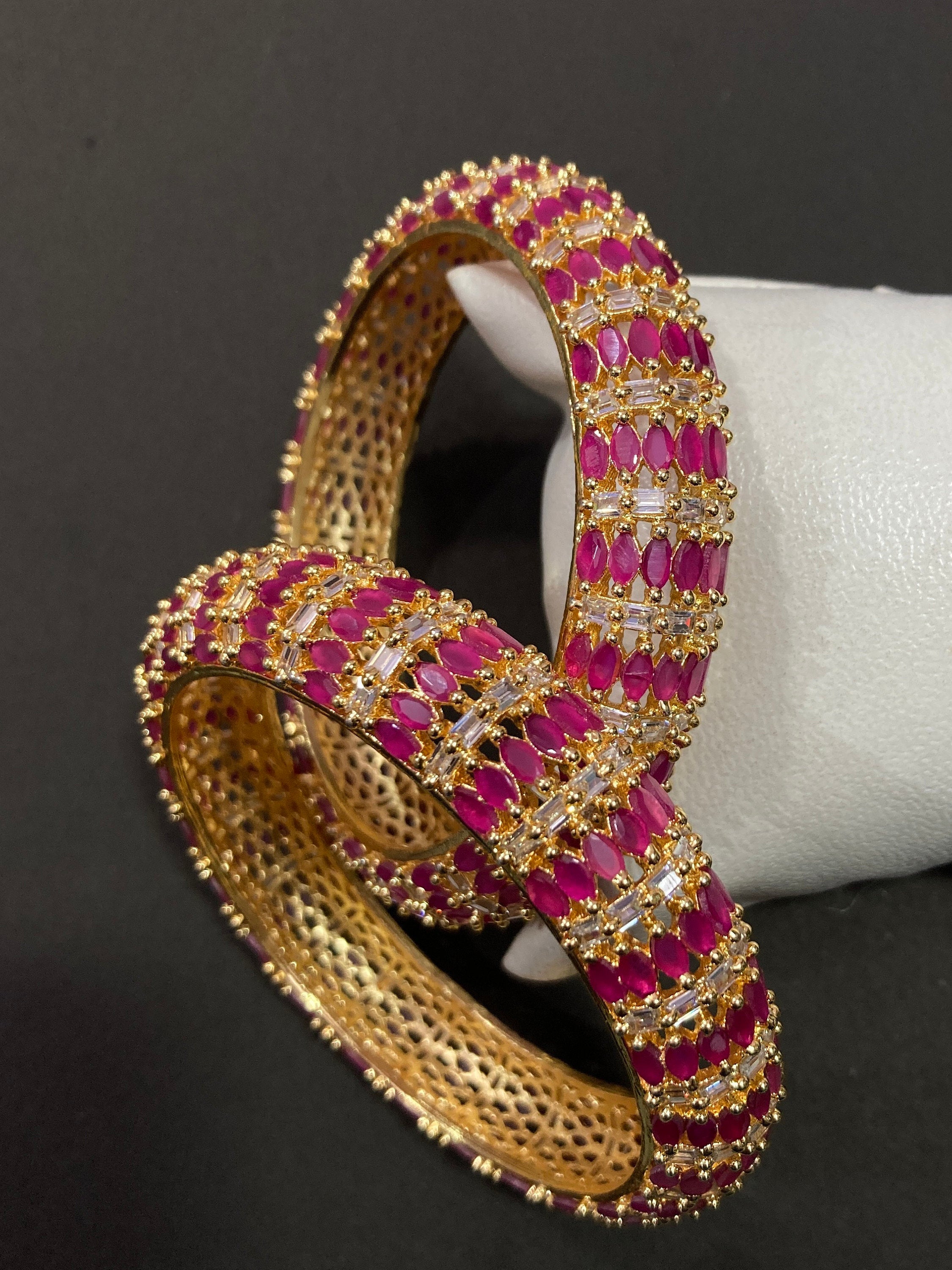 CZ Bangles/Indian Bangles /Delicate Bangles/Diamond Bangles/Cubic Zirconia Bracelets/Indian wedding jewelry/ Cz Kada Bnagle