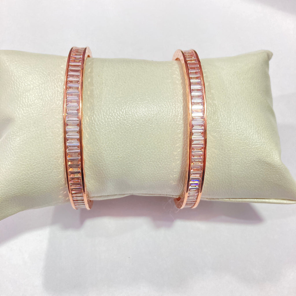 CZ Rose gold Bangles/Indian Bangles /Delicate Bangles/Diamond Bangles/Cubic Zirconia Bracelets/Indian wedding jewelry/ Cz Kada Bnagle