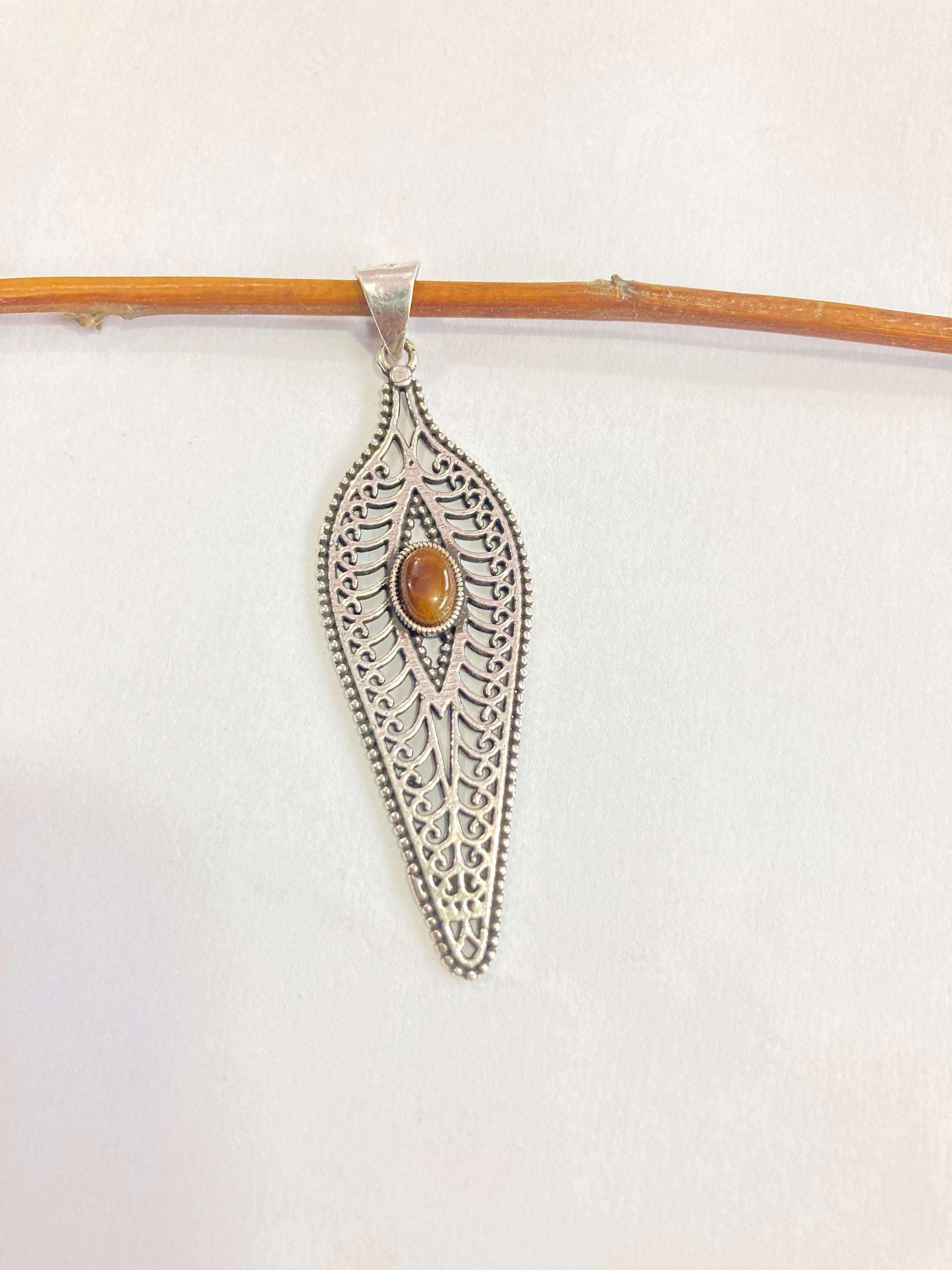 Natural Tiger Eye Silver Pendant - 925 Sterling Silver Pendant - Designer Smooth Gemstone Pendant - Handcrafted Jewelry - Gift For Her