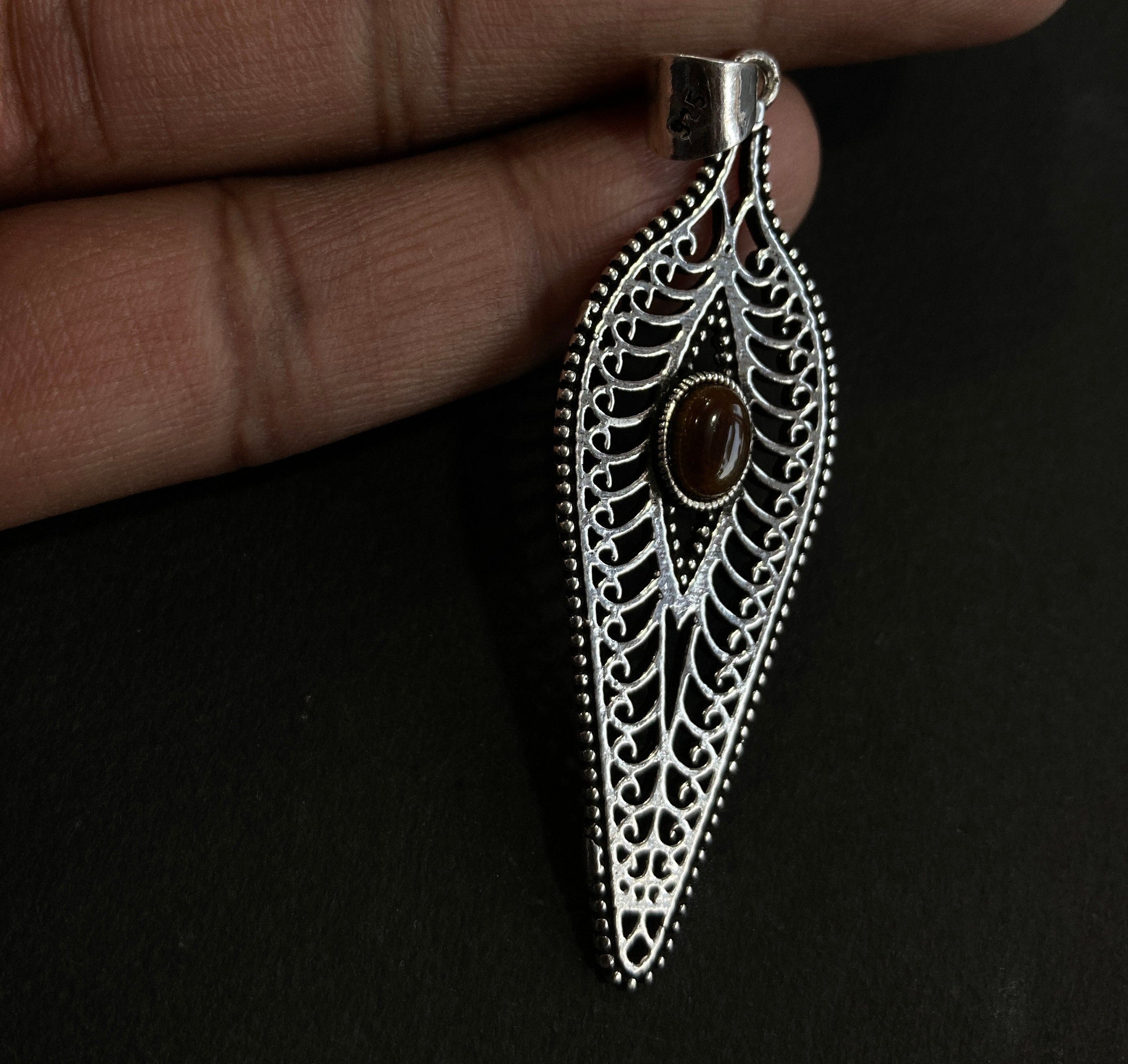 Natural Tiger Eye Silver Pendant - 925 Sterling Silver Pendant - Designer Smooth Gemstone Pendant - Handcrafted Jewelry - Gift For Her