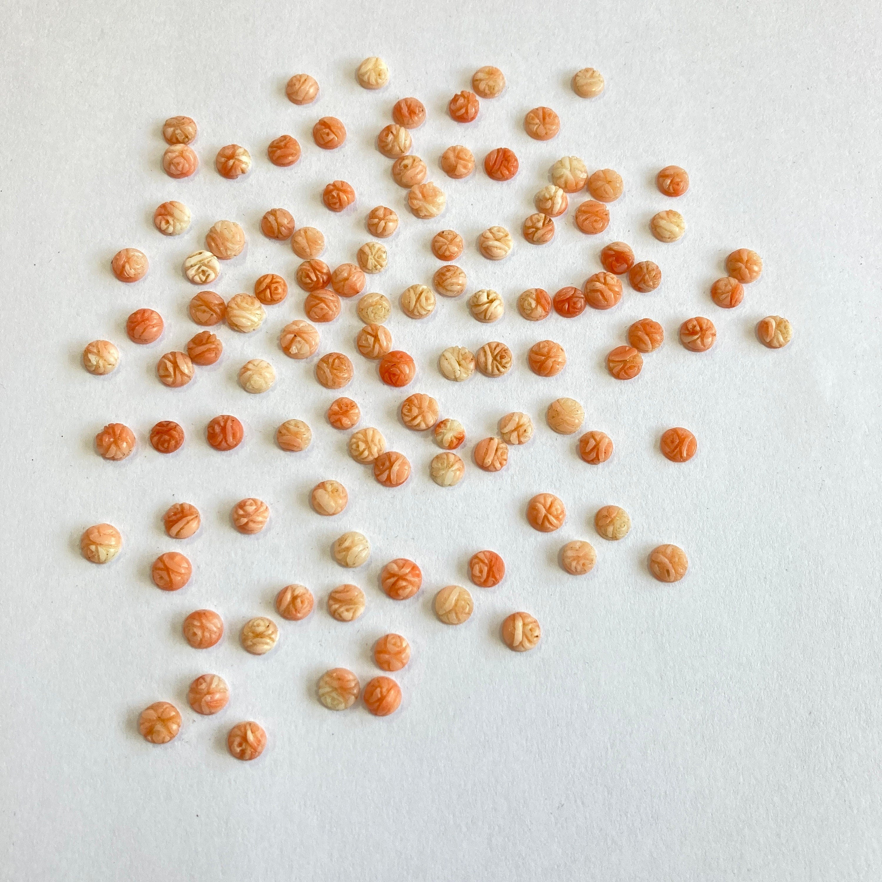 5mm-6mm Beautiful Natural Coral Carving !!!! Natural Round Coral Flower Carving Loose Gemstone