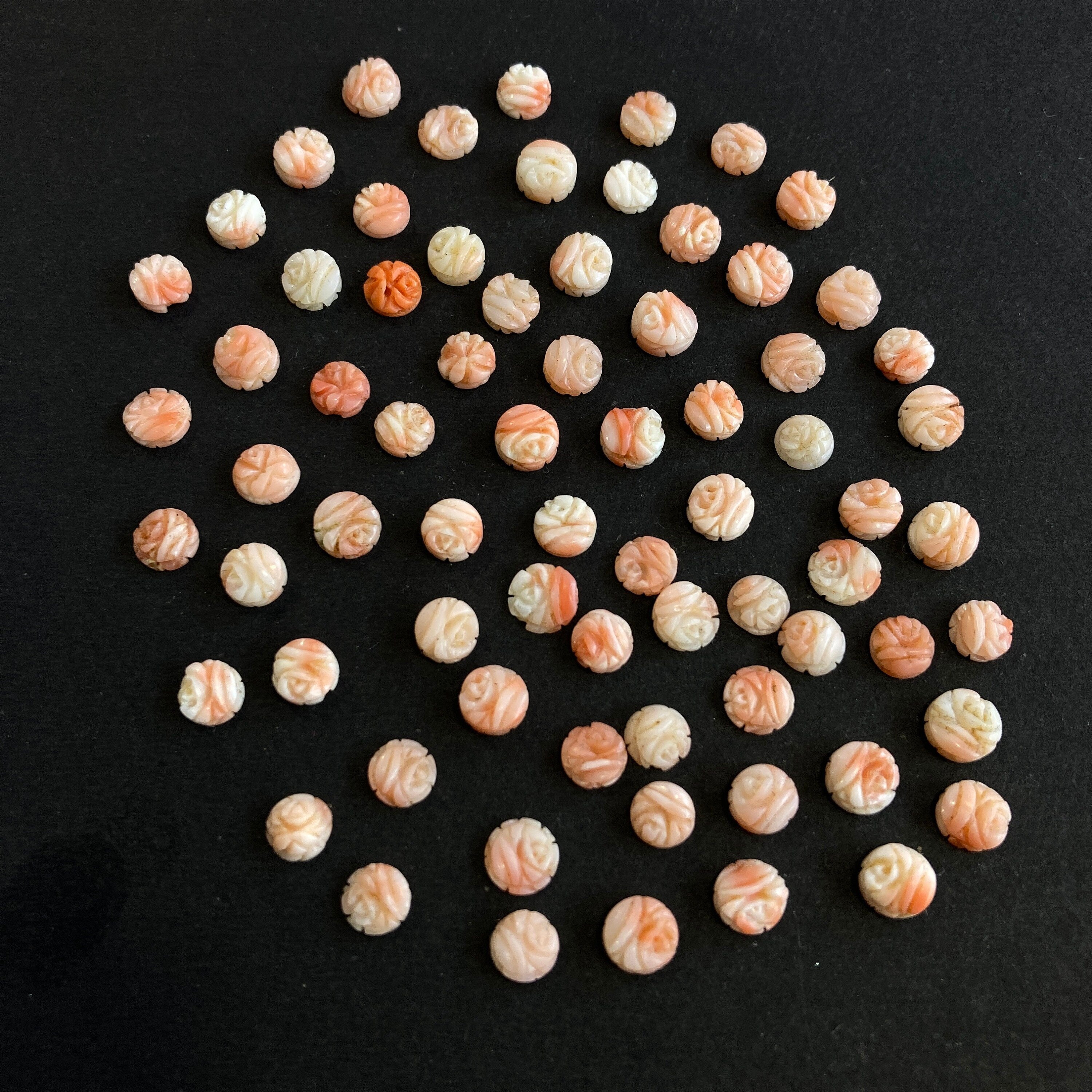 6mm-7mm Beautiful Natural Coral Carving !!!! Natural Round Coral Flower Carving Loose Gemstone