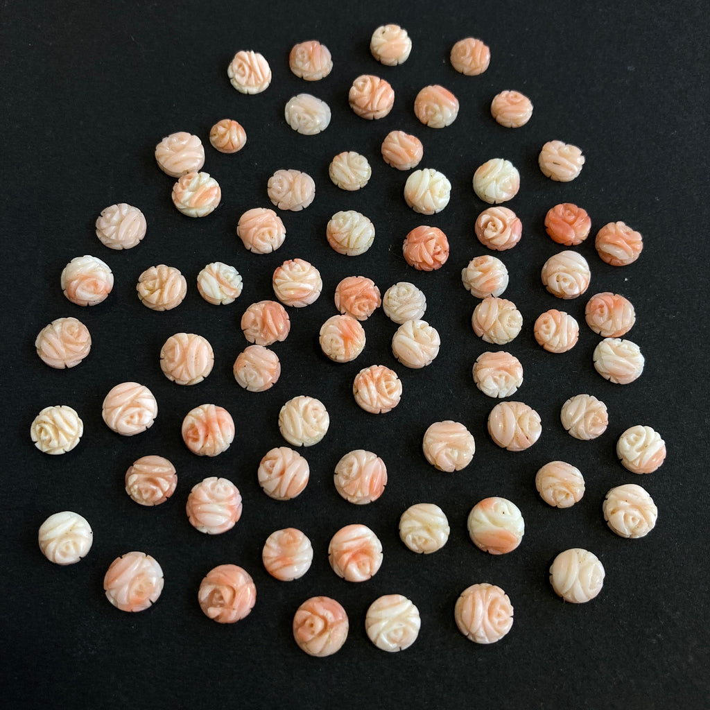 7mm-8mm Coral Carving/ Beautiful Coral / Natural Coral Carving/ Natural Coral / Round Coral / Carving Loose Gemstone