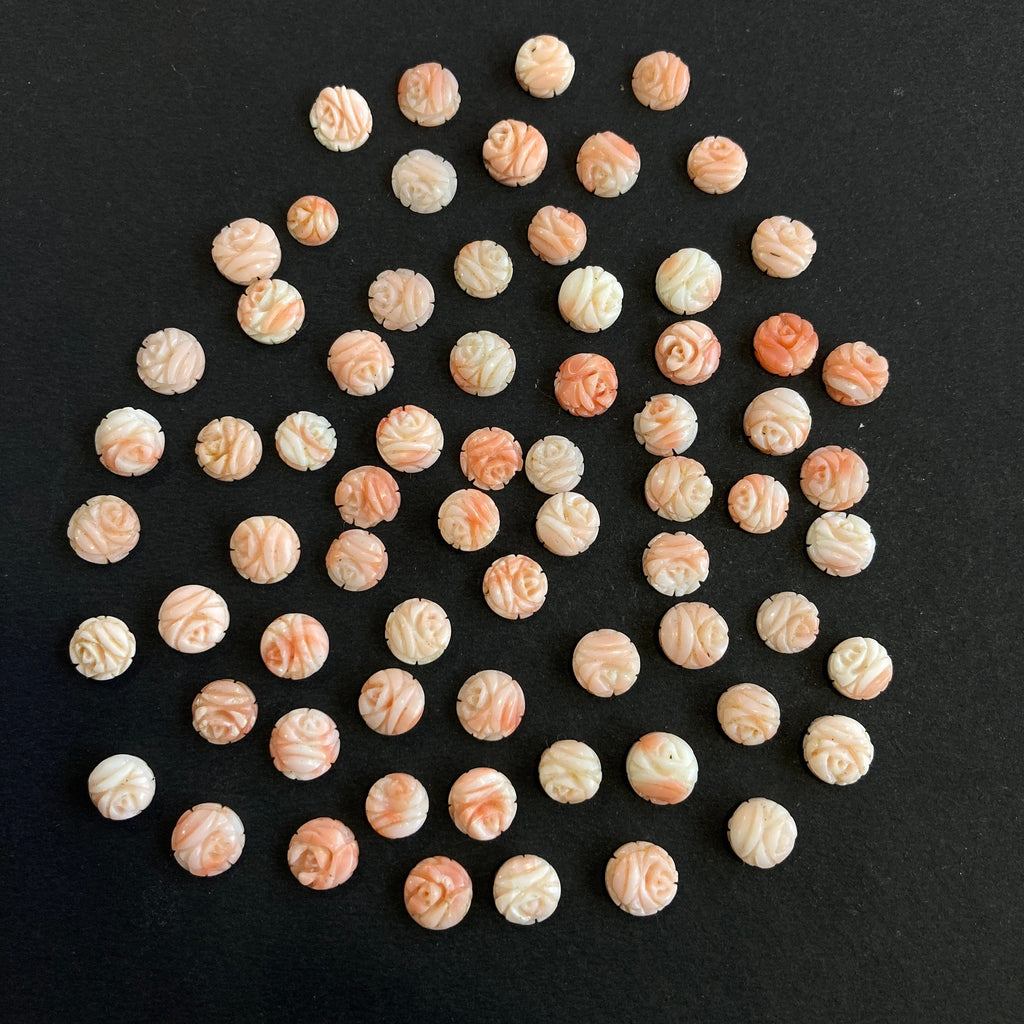 7mm-8mm Coral Carving/ Beautiful Coral / Natural Coral Carving/ Natural Coral / Round Coral / Carving Loose Gemstone
