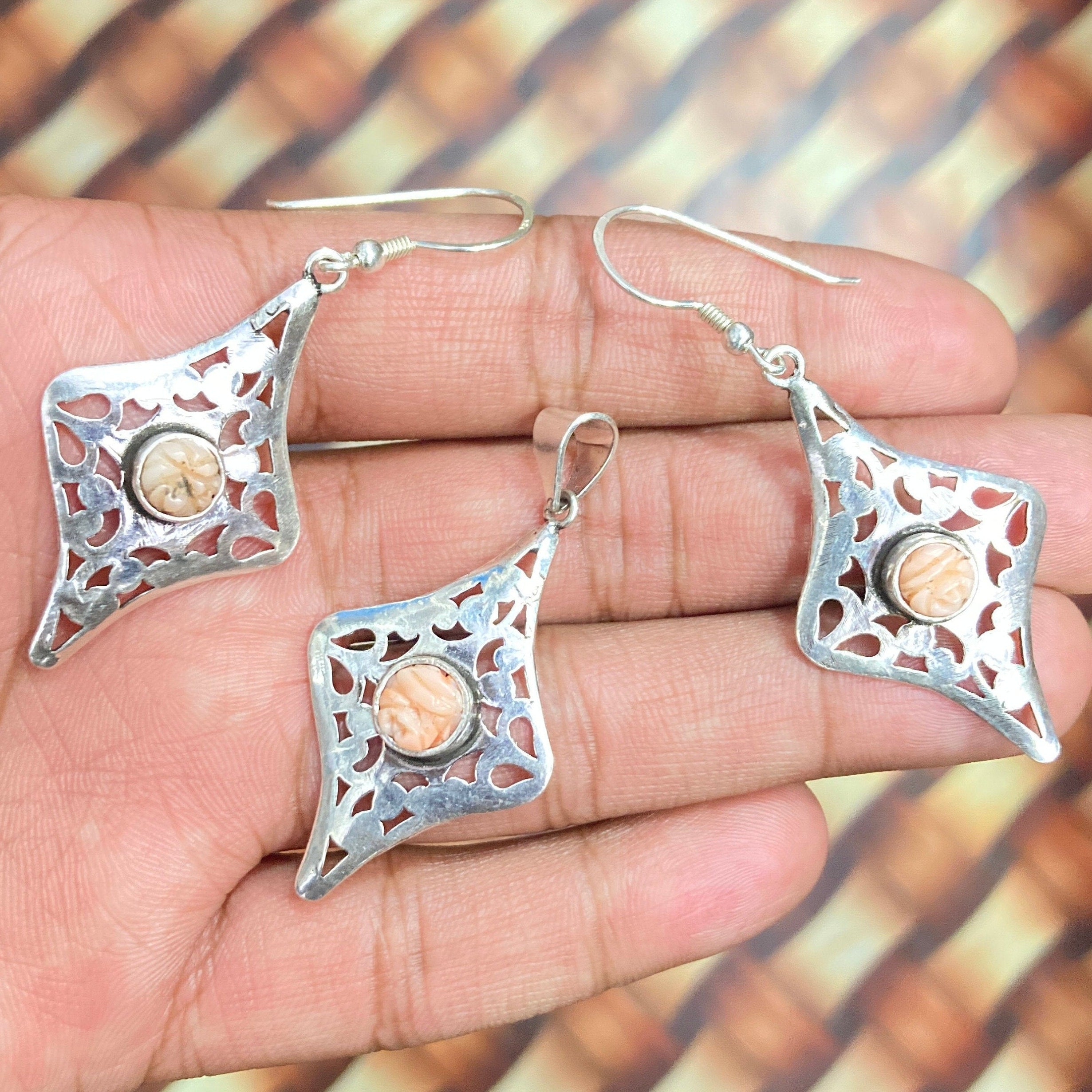 Natural Taiwan Coral Silver Pendant - 925 Sterling Silver Pendant -Designer Smooth Gemstone Pendant -Handcrafted Jewelry- Gift For Her