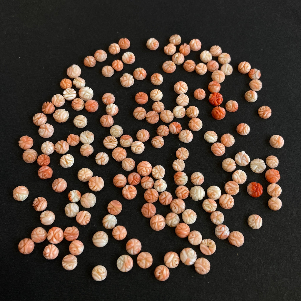 5mm-6mm Beautiful Natural Coral Carving !!!! Natural Round Coral Flower Carving Loose Gemstone