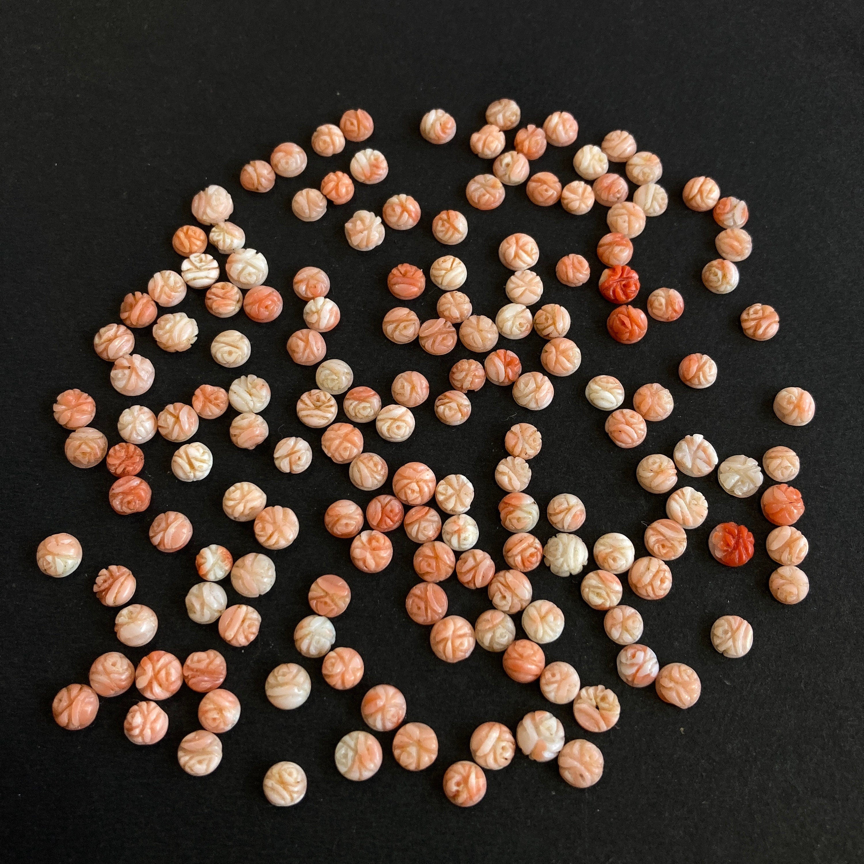5mm-6mm Beautiful Natural Coral Carving !!!! Natural Round Coral Flower Carving Loose Gemstone