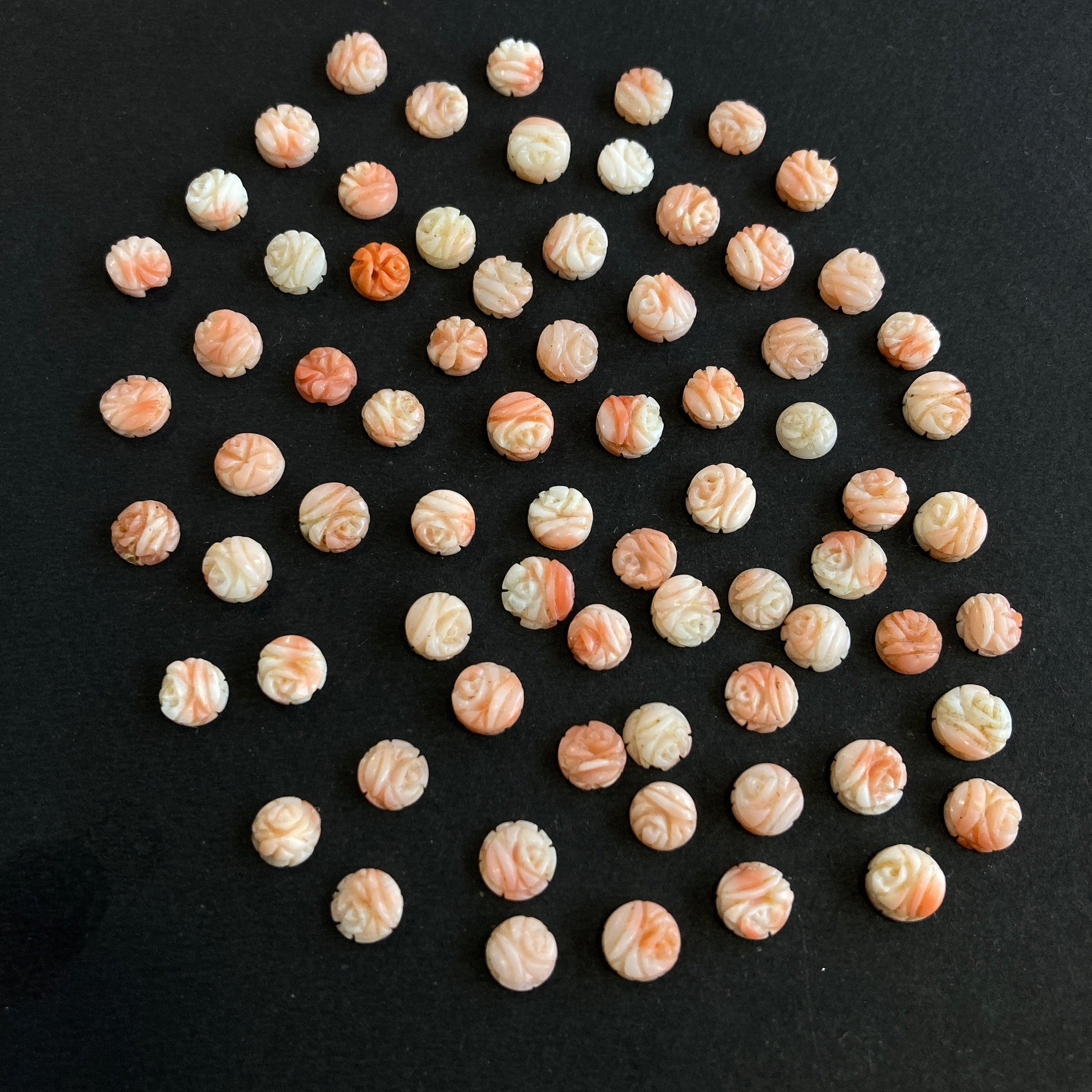 6mm-7mm Beautiful Natural Coral Carving !!!! Natural Round Coral Flower Carving Loose Gemstone