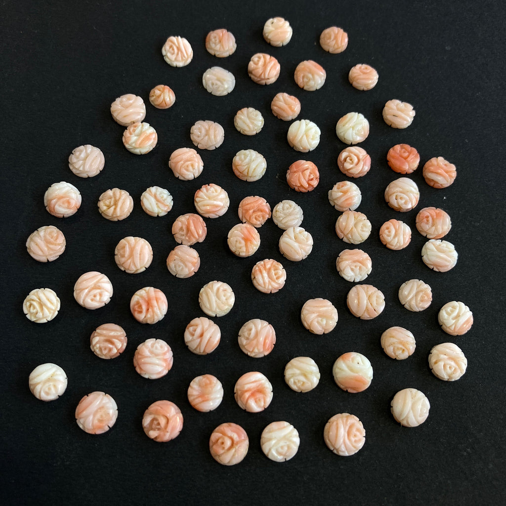 7mm-8mm Coral Carving/ Beautiful Coral / Natural Coral Carving/ Natural Coral / Round Coral / Carving Loose Gemstone