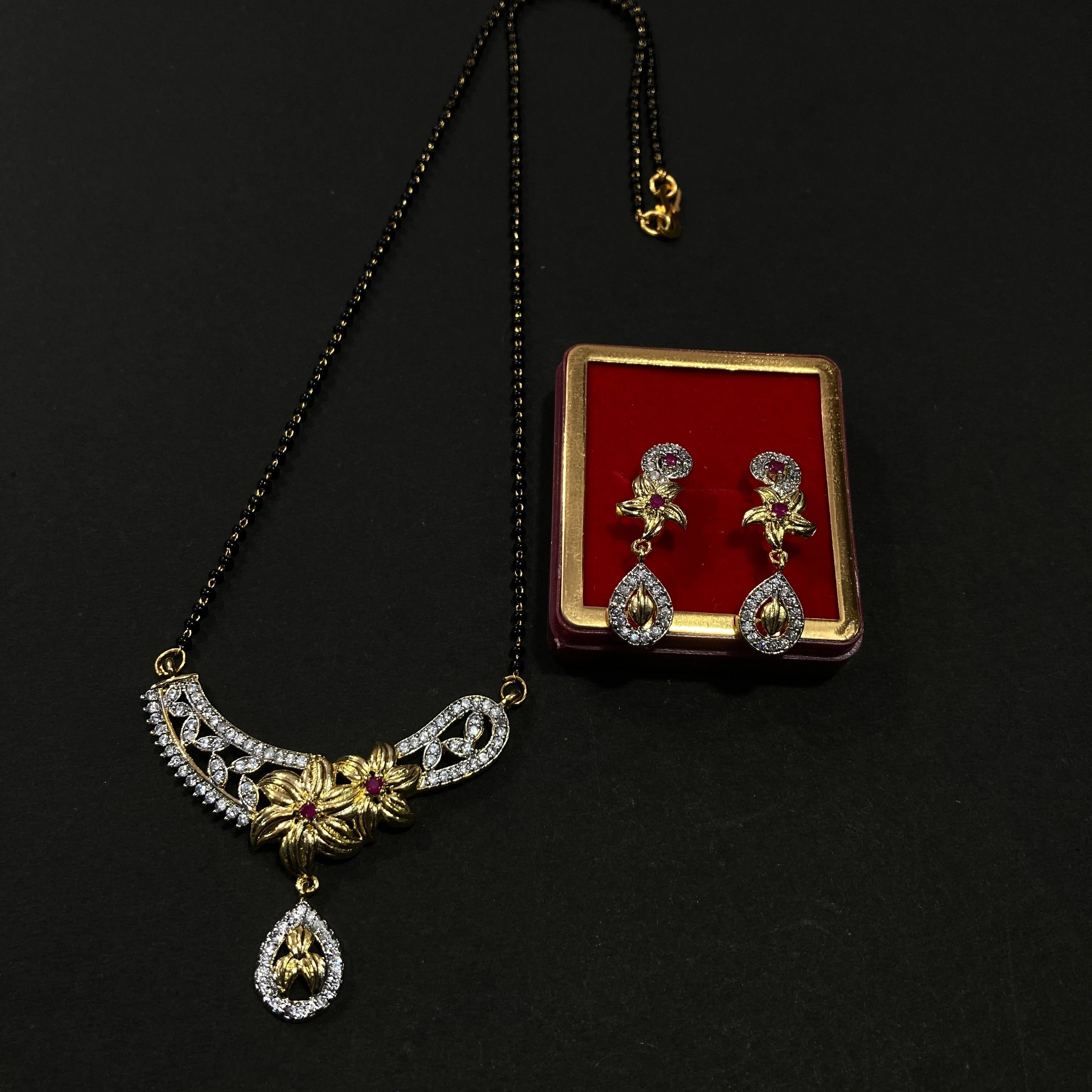 CZ Mangalsutra, Gold plated zircon delicate Mangalsutra, Indian Jewelry ,Bridal jewelry, wedding jewelry, Mangalsutra