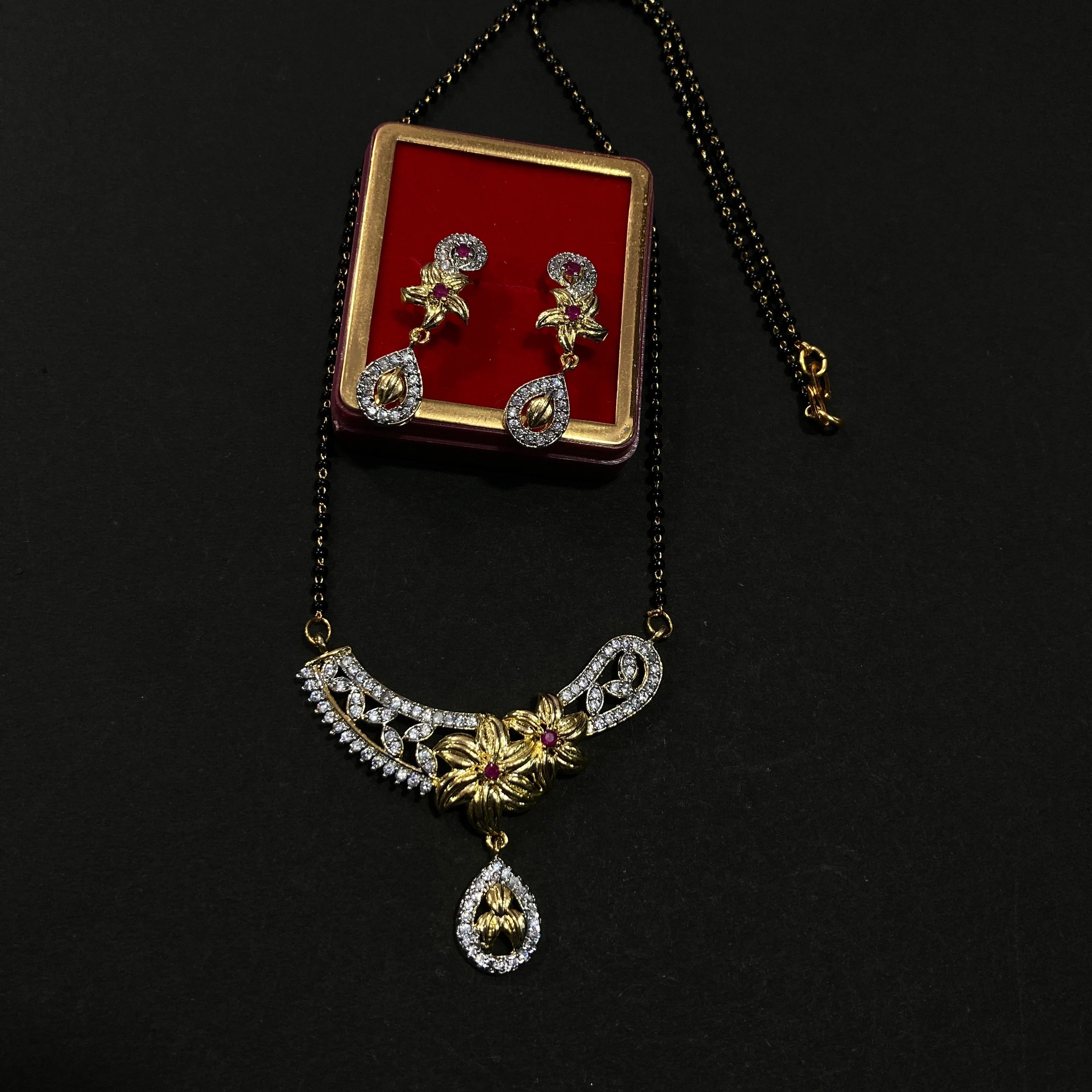 CZ Mangalsutra, Gold plated zircon delicate Mangalsutra, Indian Jewelry ,Bridal jewelry, wedding jewelry, Mangalsutra