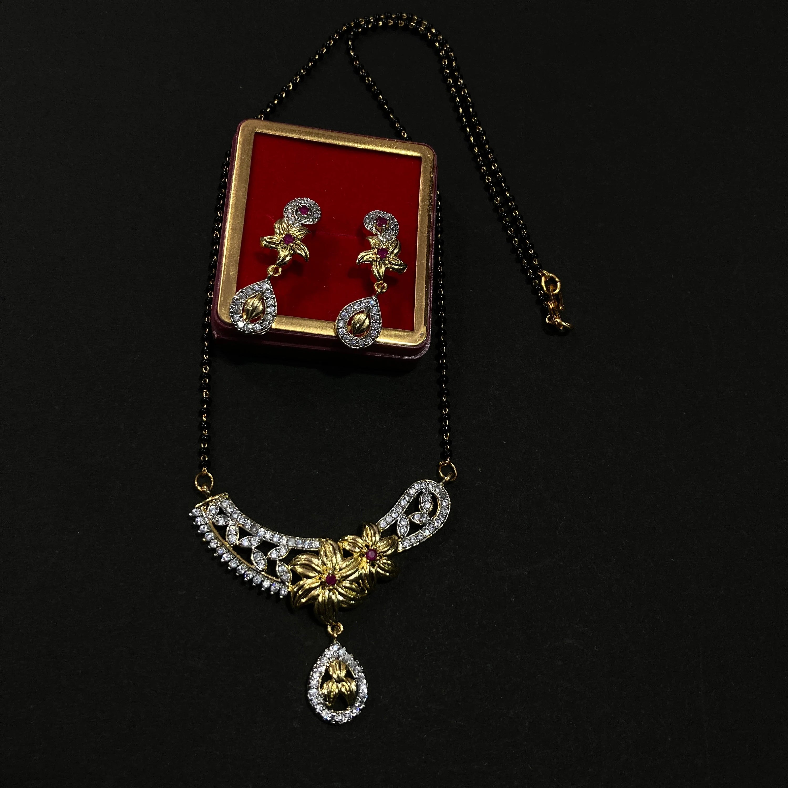 CZ Mangalsutra, Gold plated zircon delicate Mangalsutra, Indian Jewelry ,Bridal jewelry, wedding jewelry, Mangalsutra
