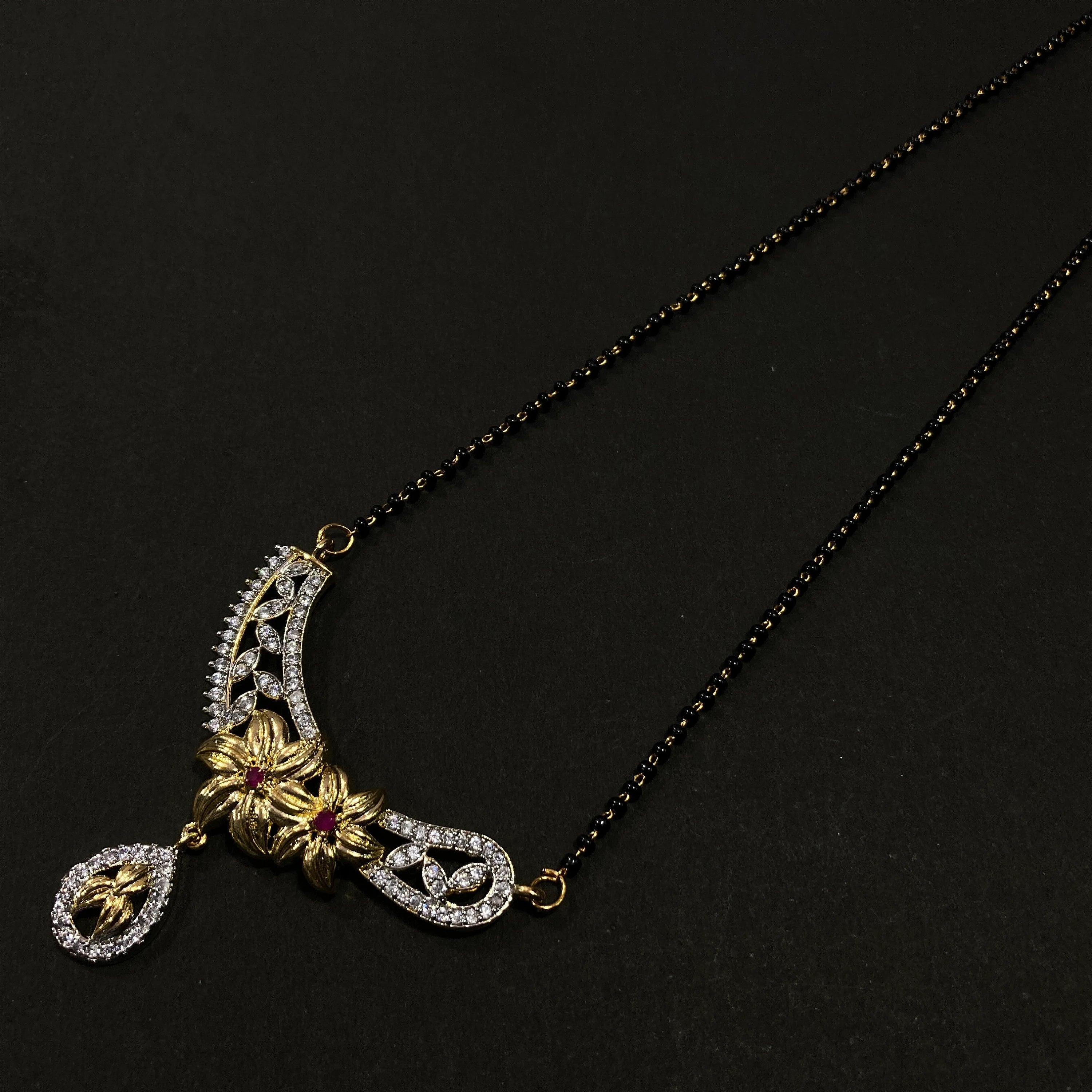 CZ Mangalsutra, Gold plated zircon delicate Mangalsutra, Indian Jewelry ,Bridal jewelry, wedding jewelry, Mangalsutra