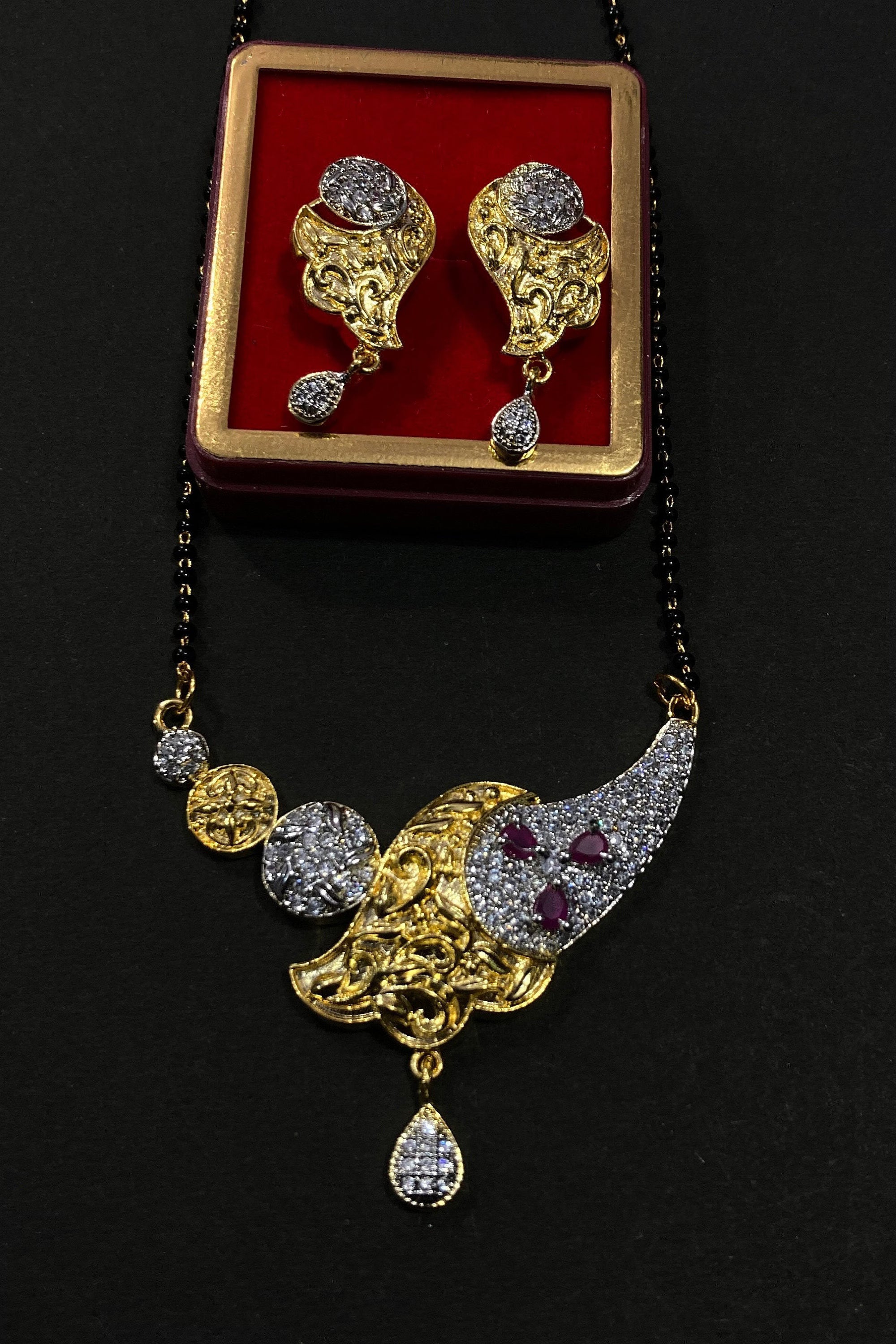 Mangalsutra, CZ Mangalsutra, Gold plated zircon delicate Mangalsutra, Indian Jewelry ,Bridal jewelry, wedding jewelry / Mangalsutra