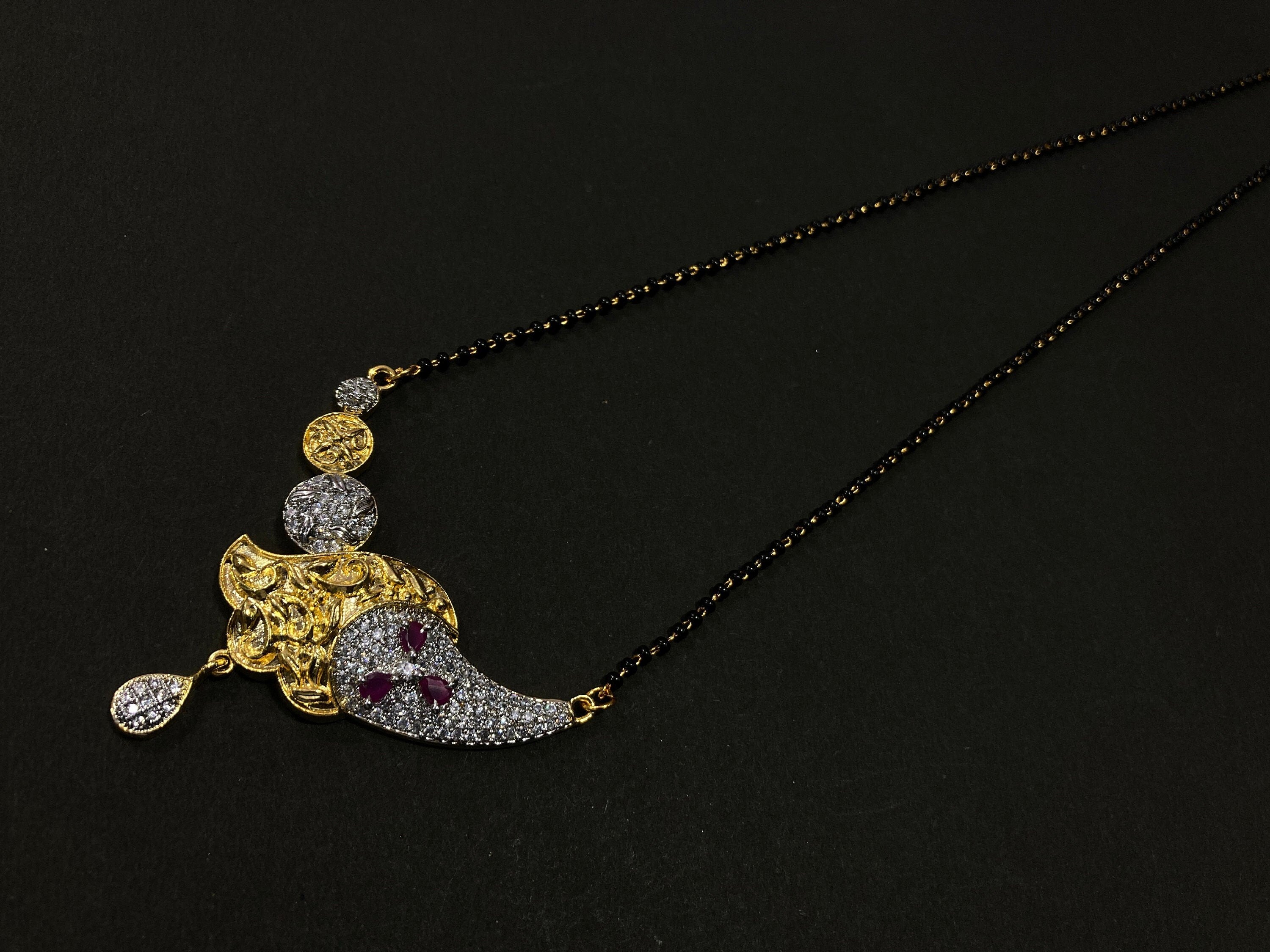 Mangalsutra, CZ Mangalsutra, Gold plated zircon delicate Mangalsutra, Indian Jewelry ,Bridal jewelry, wedding jewelry / Mangalsutra