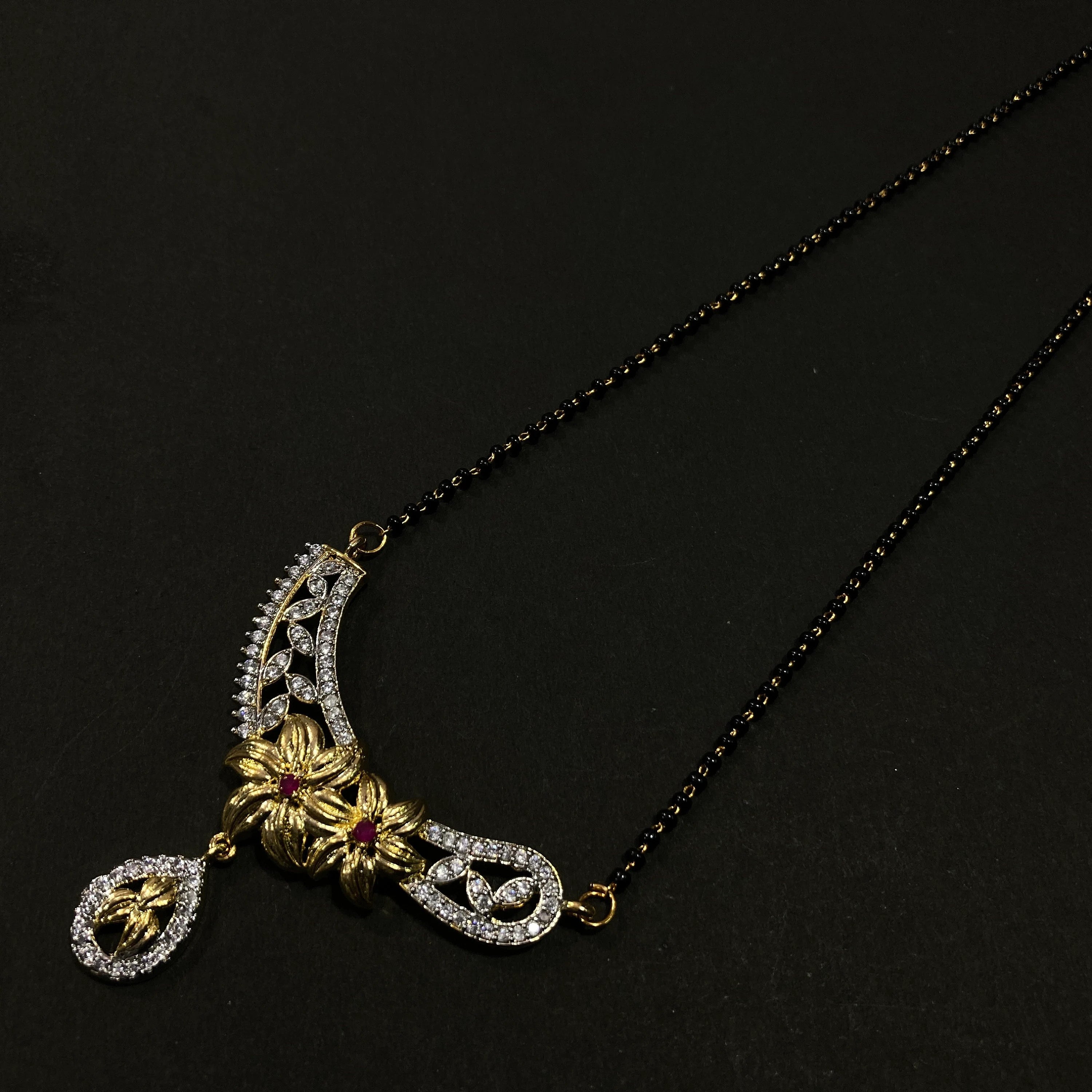 CZ Mangalsutra, Gold plated zircon delicate Mangalsutra, Indian Jewelry ,Bridal jewelry, wedding jewelry, Mangalsutra