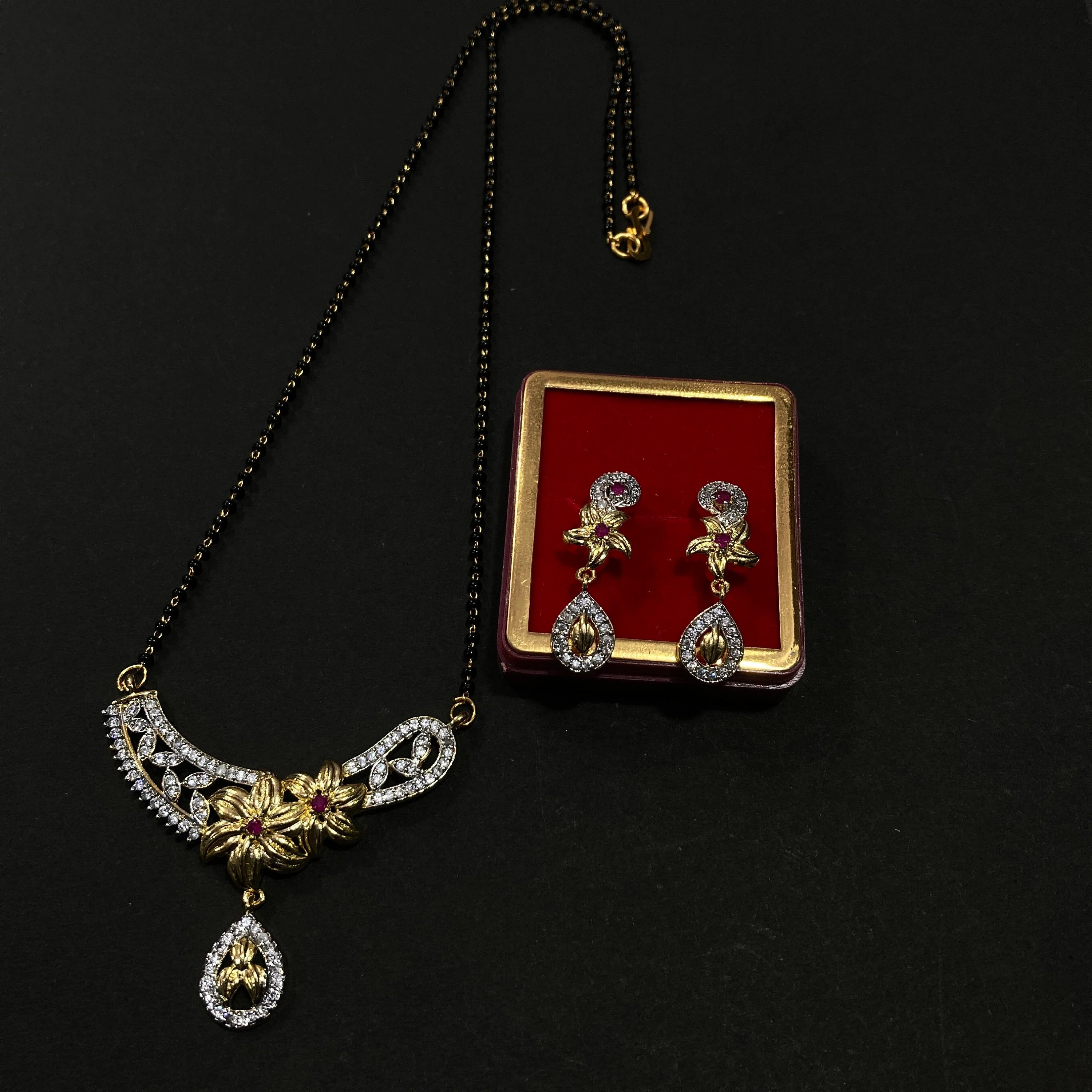 CZ Mangalsutra, Gold plated zircon delicate Mangalsutra, Indian Jewelry ,Bridal jewelry, wedding jewelry, Mangalsutra