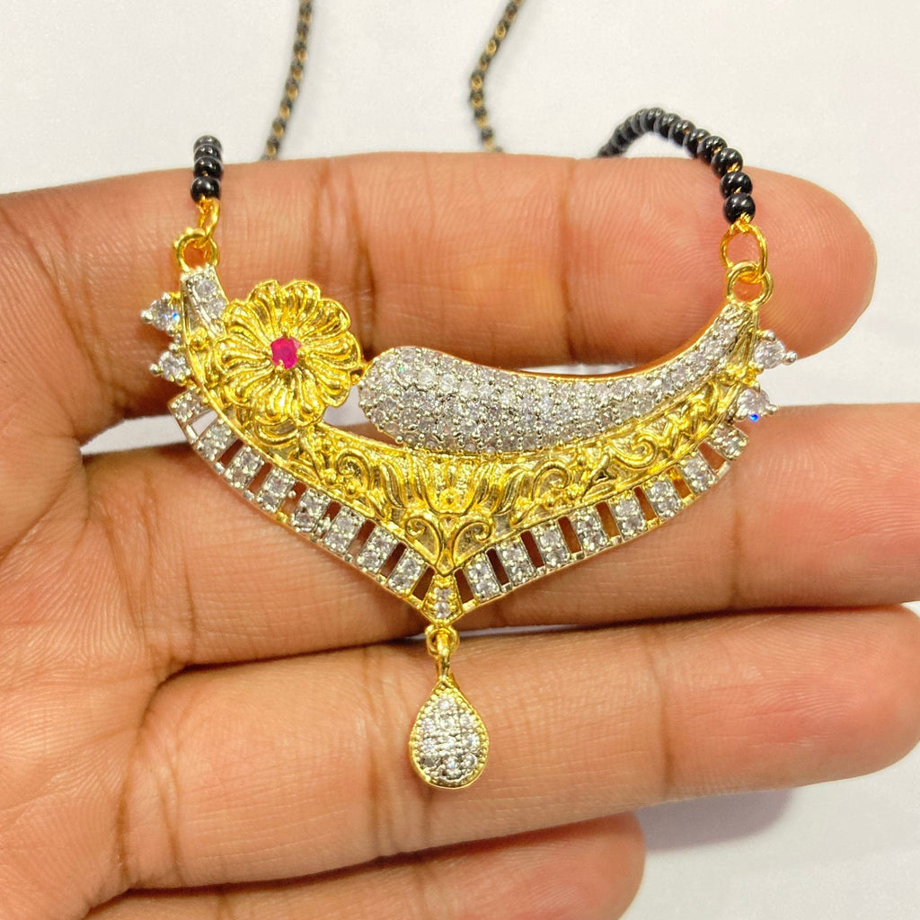 CZ Mangalsutra, Gold plated zircon delicate Mangalsutra, Indian Jewelry ,Bridal jewelry, wedding jewelry / Mangalsutra