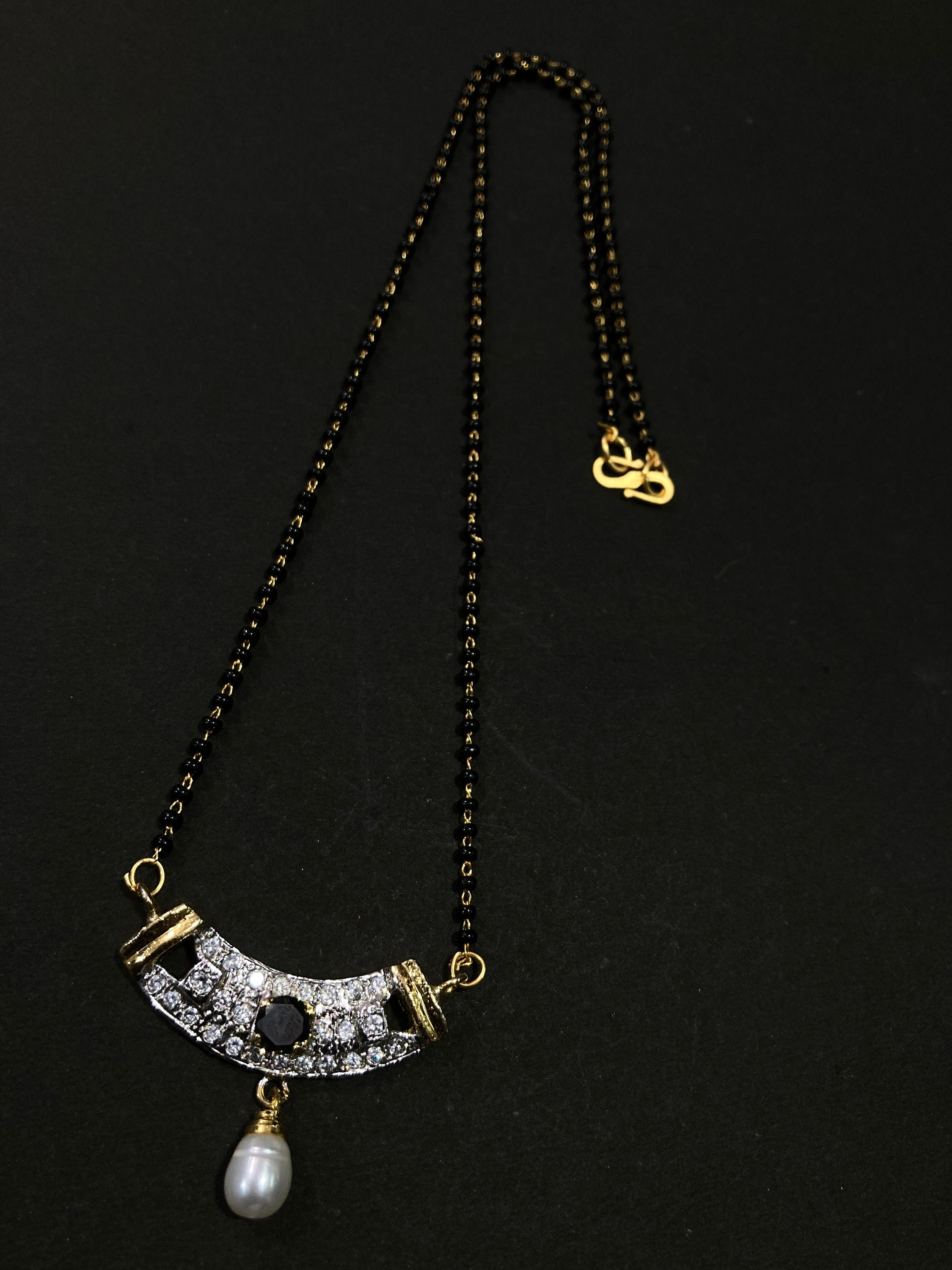 Mangalsutra, CZ Mangalsutra, Gold plated zircon delicate Mangalsutra, Indian Jewelry ,Bridal jewelry, wedding jewelry / Mangalsutra